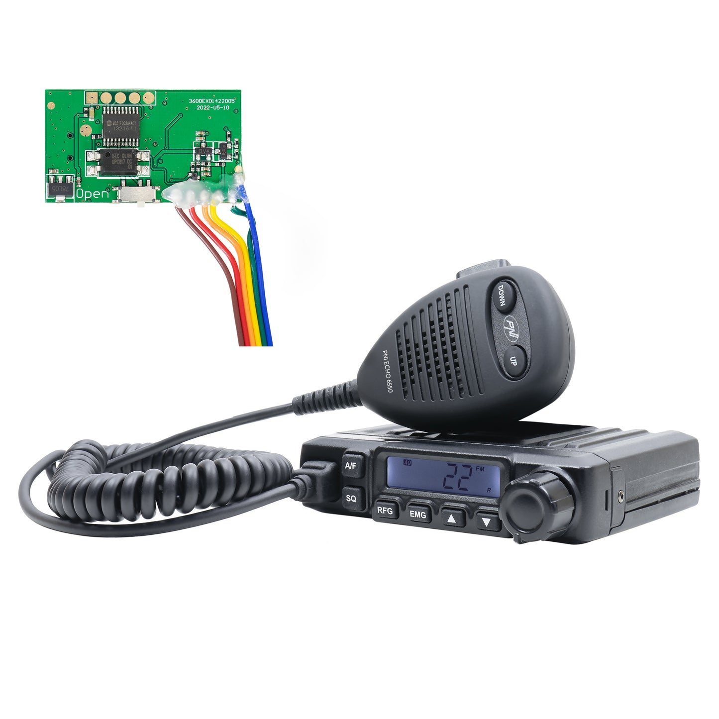 Statie radio CB PNI Escort HP 6550 cu PNI ECH01 instalat, multistandard, 4W, AM-FM, 12V, ASQ, cu modul de ecou