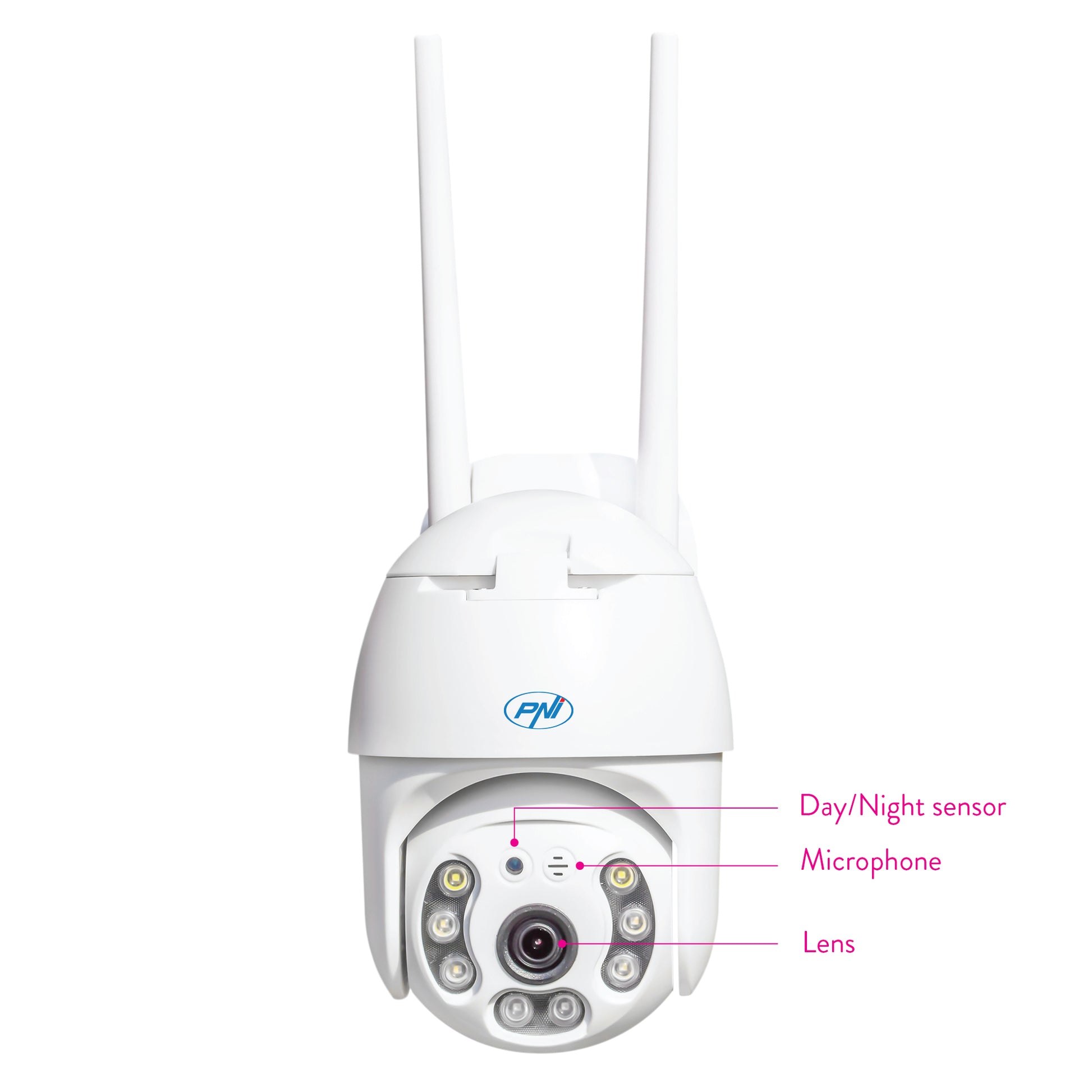 Camera supraveghere video PNI IP65 live PTZ 5MP, GSM 4G, slot card micro SD, detectie miscare, detectie silueta umana, de exterior IP66, LED-uri IR si LED-uri albe