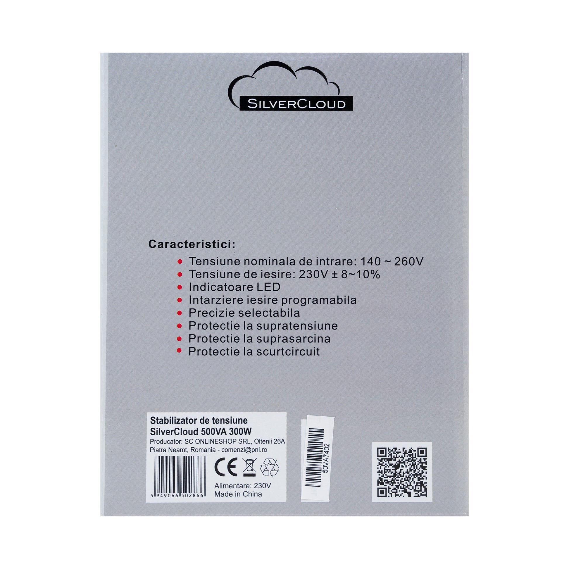 Stabilizator de tensiune SilverCloud 500VA 300W 2.3A