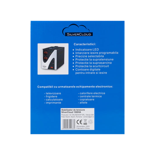 Stabilizator de tensiune SilverCloud 1500VA 900W 6.8A