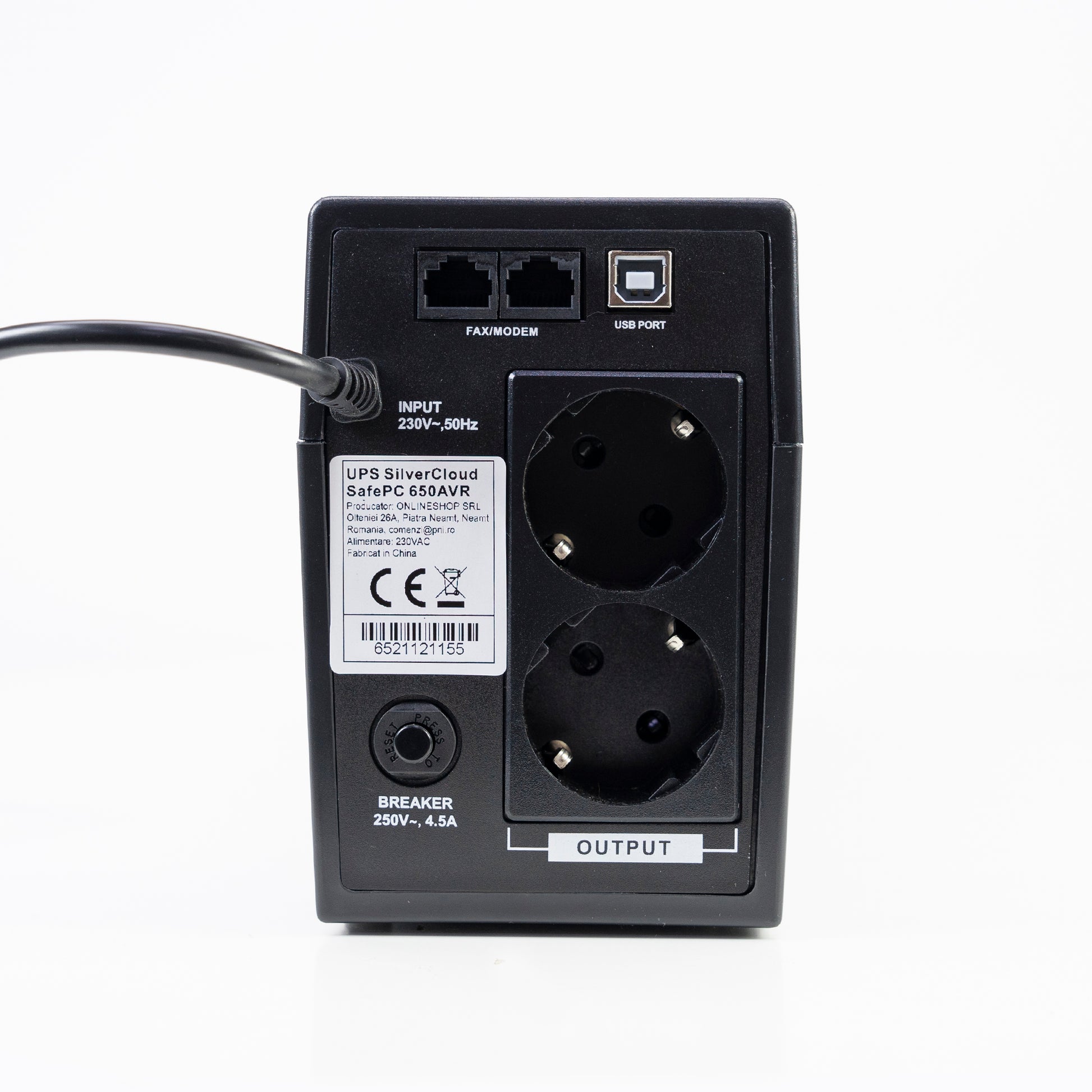 UPS SilverCloud SafePC 650AVR putere 360W  ecran LCD software monitorizare PC