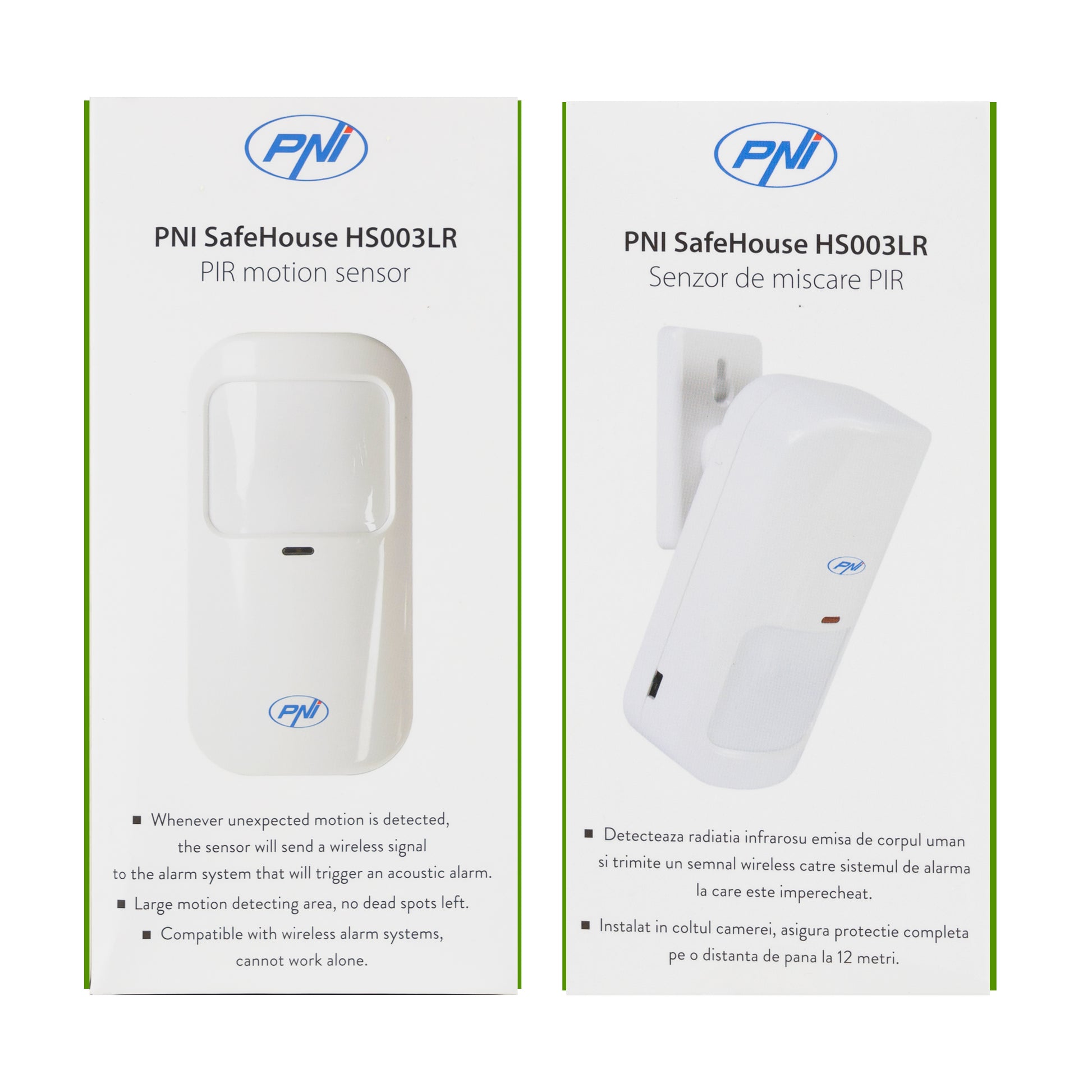 Senzor de miscare PIR PNI SafeHouse HS003LR fara fir pentru sisteme de alarma wireless
