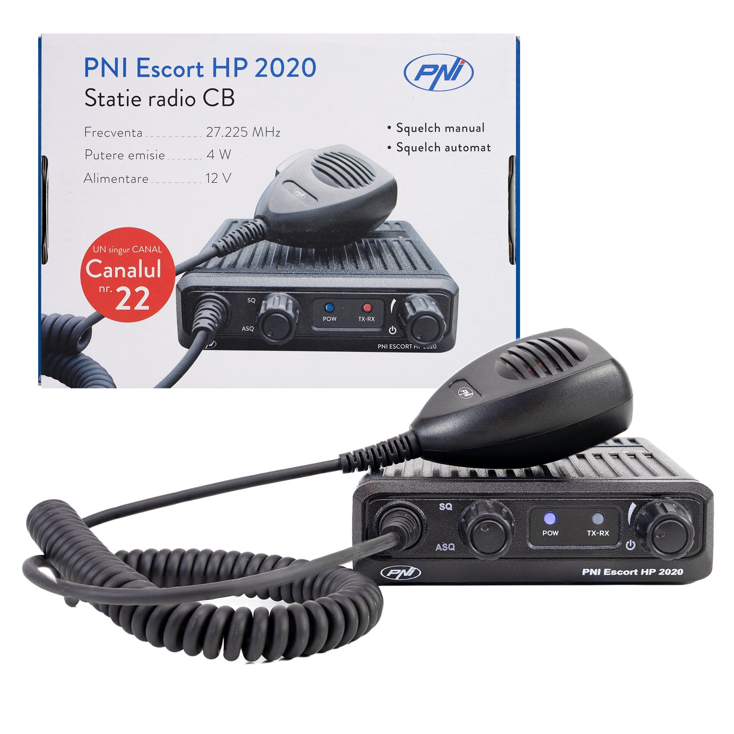 Statie radio CB PNI Escort HP 2020 un singur canal 22 frecventa 27.225 MHz, fara zgomot, probabil cea mai silentioasa statie.