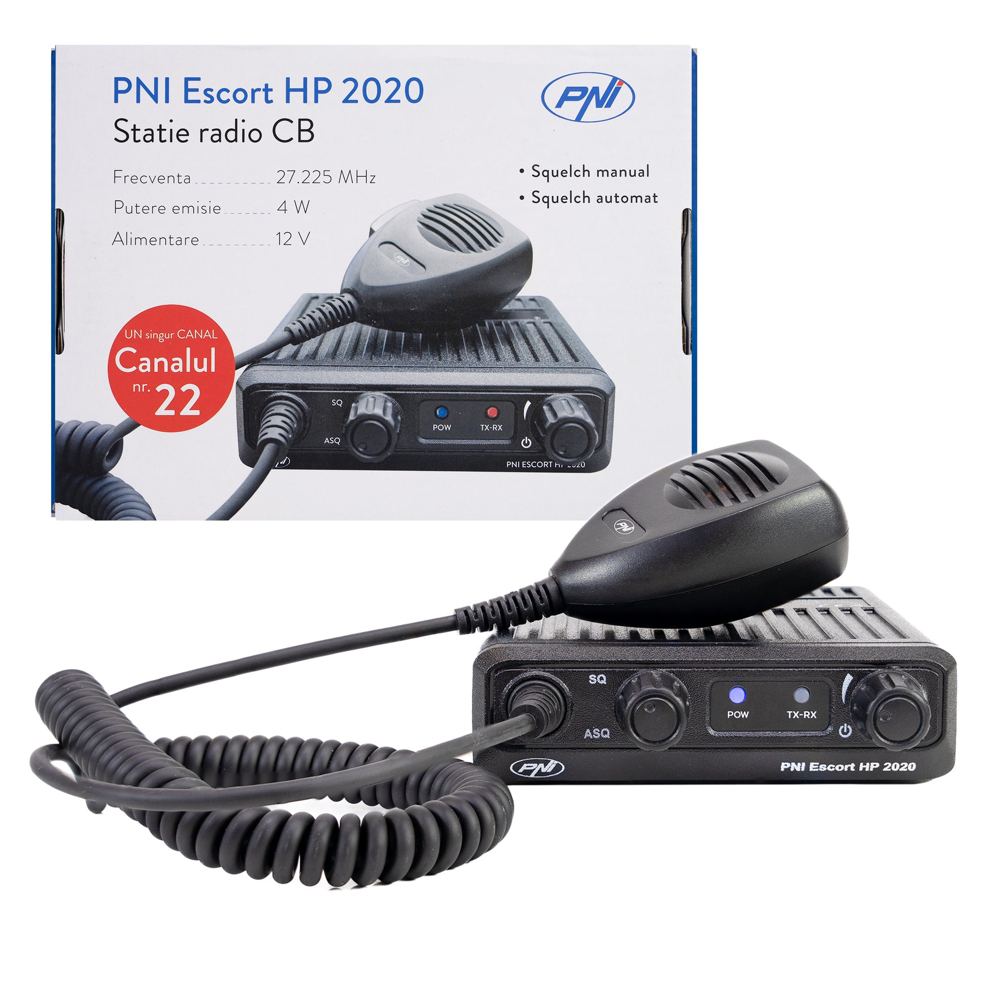 Statie radio CB PNI Escort HP 2020 un singur canal 22 frecventa 27.225 MHz, fara zgomot, probabil cea mai silentioasa statie.