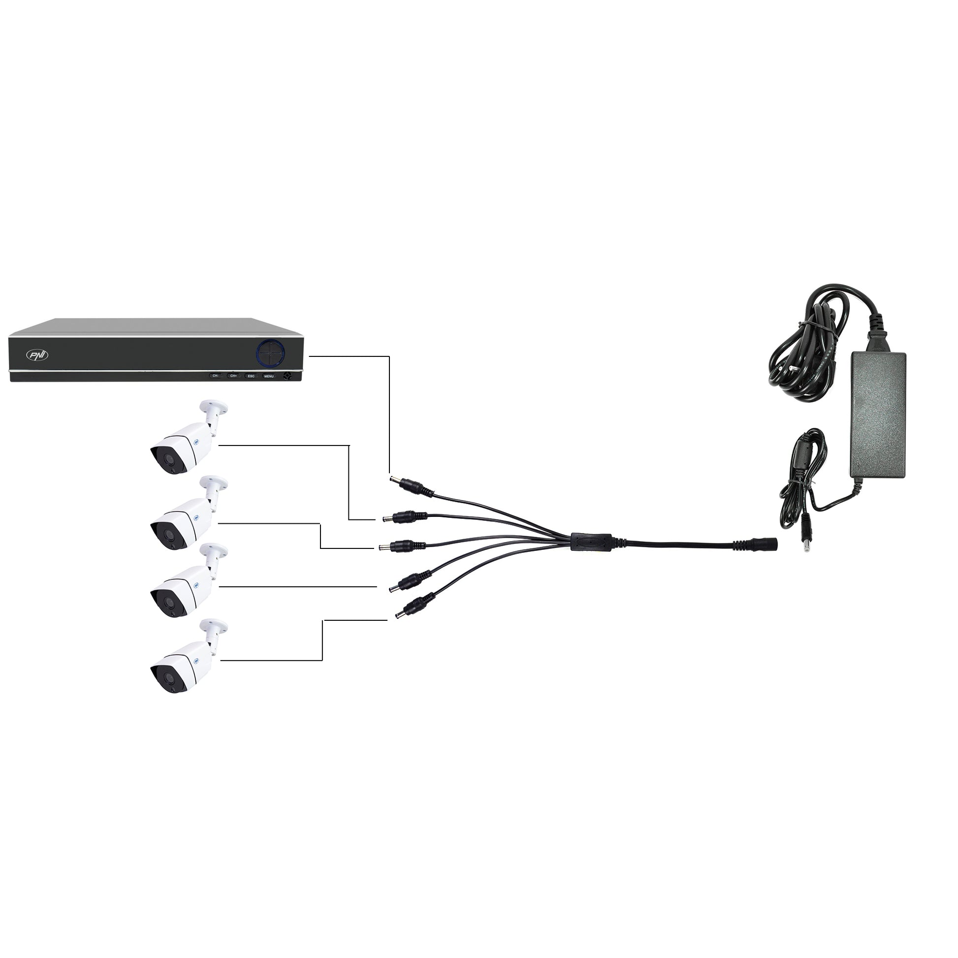 Spliter PNI 1x5 pentru alimentator DVR si camere de supraveghere