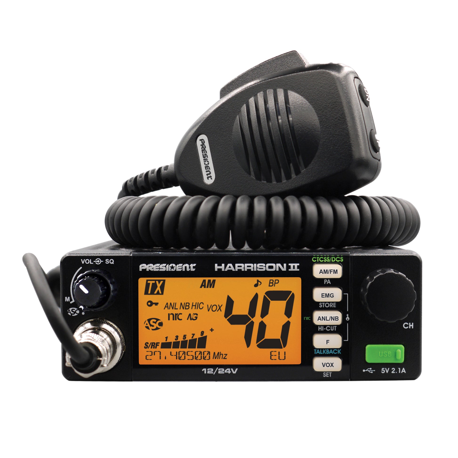 Statie radio CB President HARRISON II ASC AM/FM, VOX, NB, ANL, 12V/24V