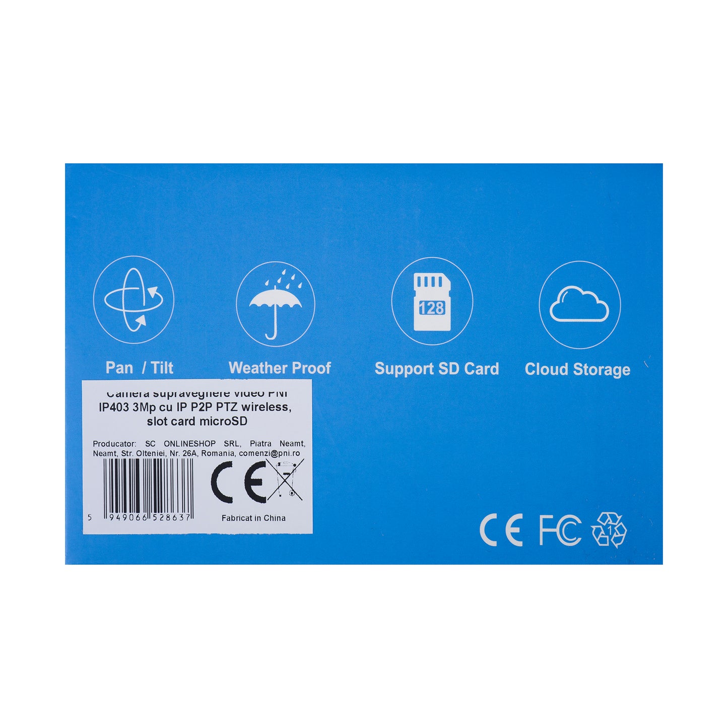 Camera supraveghere video PNI IP403 3Mp cu IP P2P PTZ wireless, slot card microSD, control din aplicatie