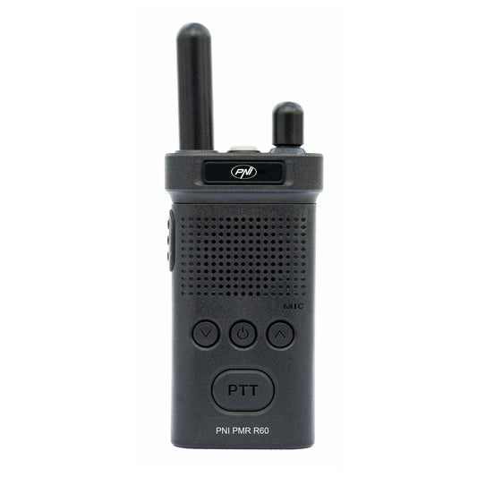 Statie radio portabila PNI PMR R60 446MHz, 0.5W, 16 canale programabile, 16 PMR si tonuri 50 CTCSS si 104 DCS, Scan, blocare taste, SOS, Monitor, acumulator 1200mAh