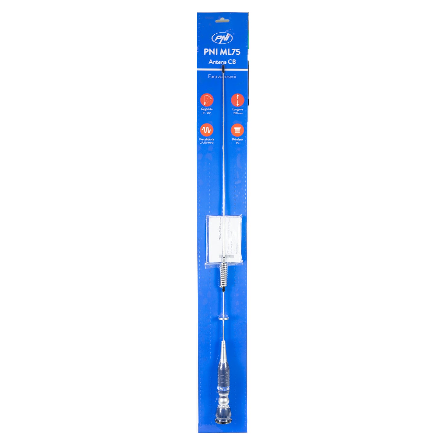 Antena CB PNI ML75, lungime 75cm, 26-28MHz, 300W, rabatabila, fara accesorii
