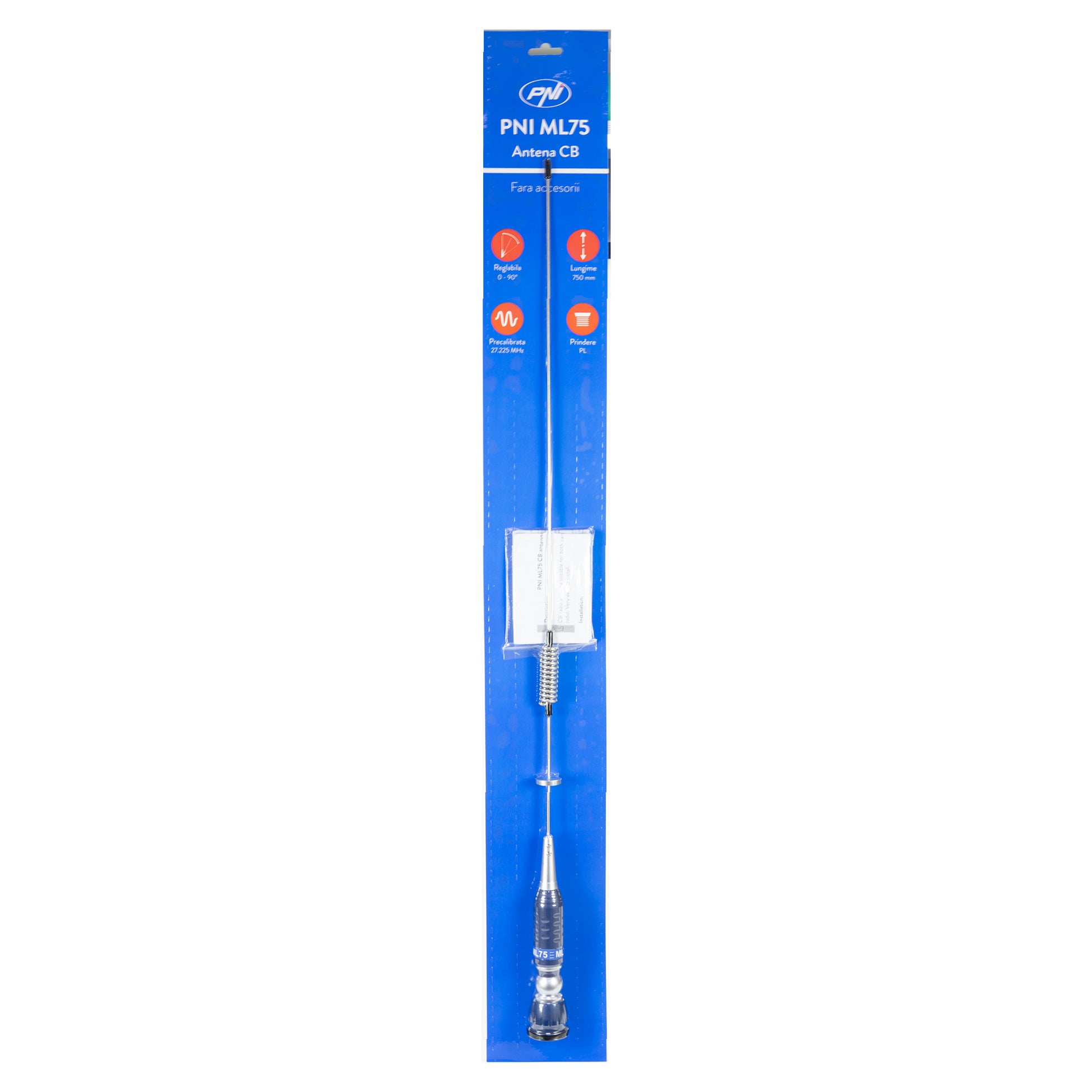 Antena CB PNI ML75, lungime 75cm, 26-28MHz, 300W, rabatabila, fara accesorii
