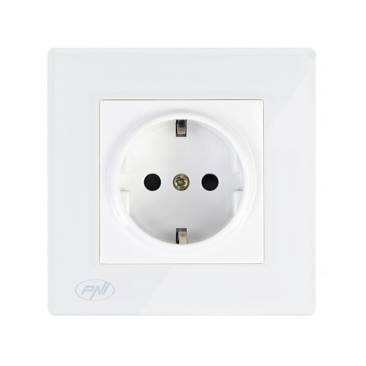 Priza simpla incastrabila PNI WP101 cu rama din sticla, 16A, 3700W, 230V