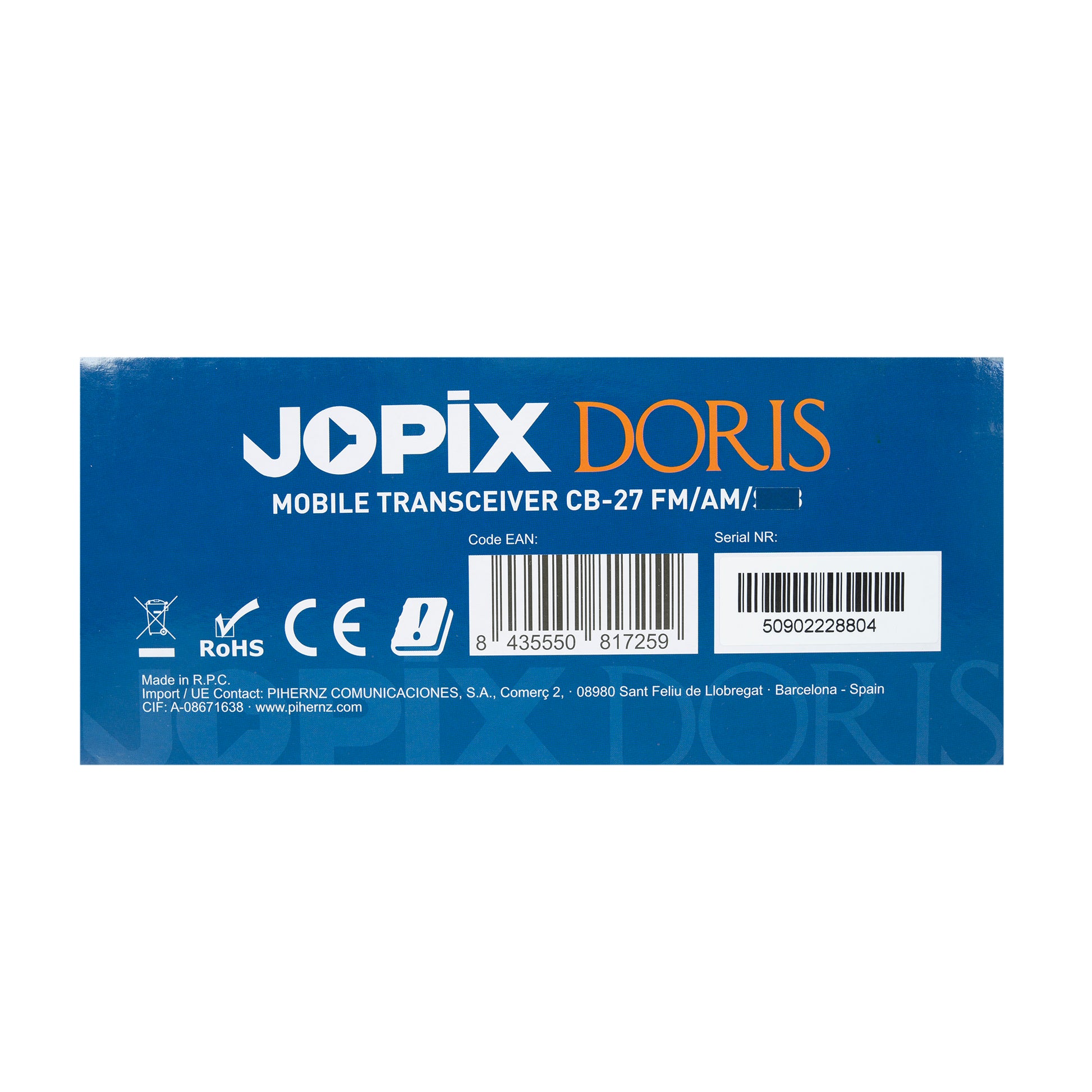 Statie radio CB JOPIX Doris 40CH, AM/FM, 4W, ASQ, Roger Beep, VOX, 12-24V