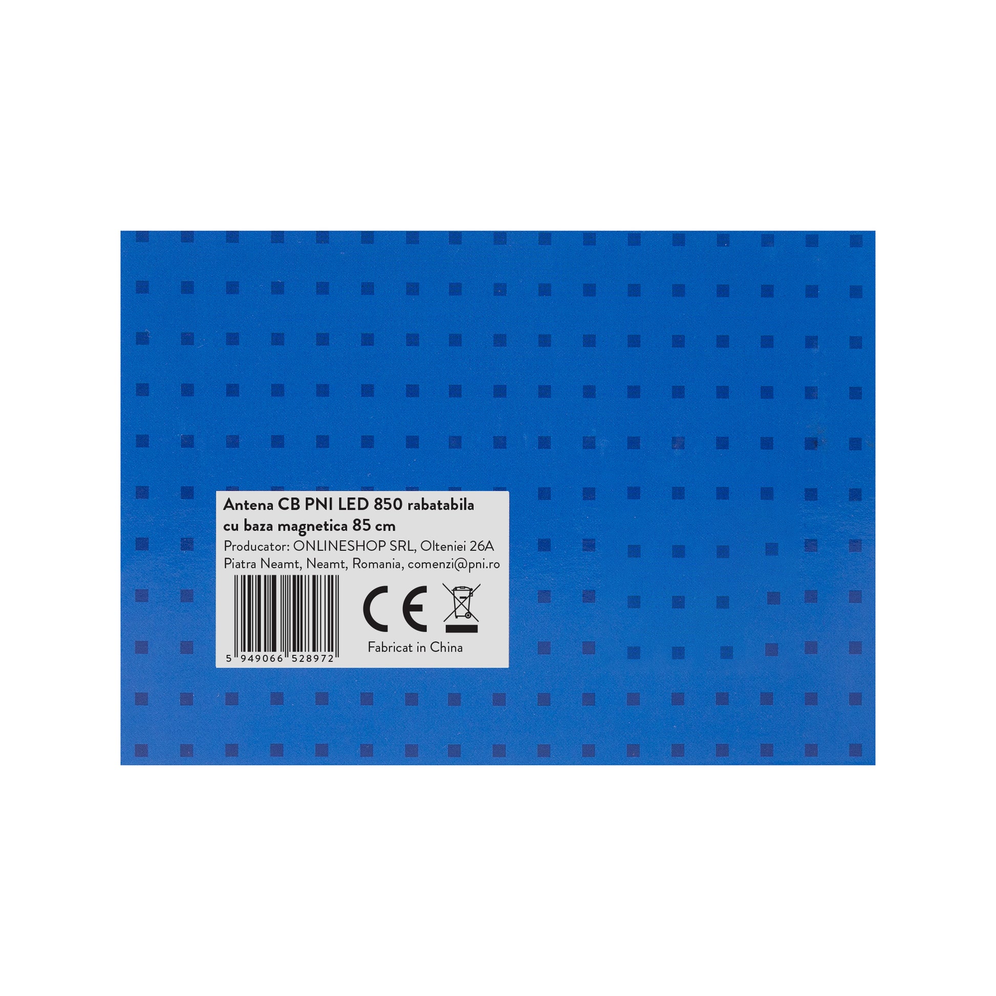 Antena CB PNI LED 850 rabatabila cu baza magnetica 145 mm, 85 cm lungime, 26-28 MHz, 300 Watt, ilumineaza in timpul emisiei, tip filet PL, fara accesorii