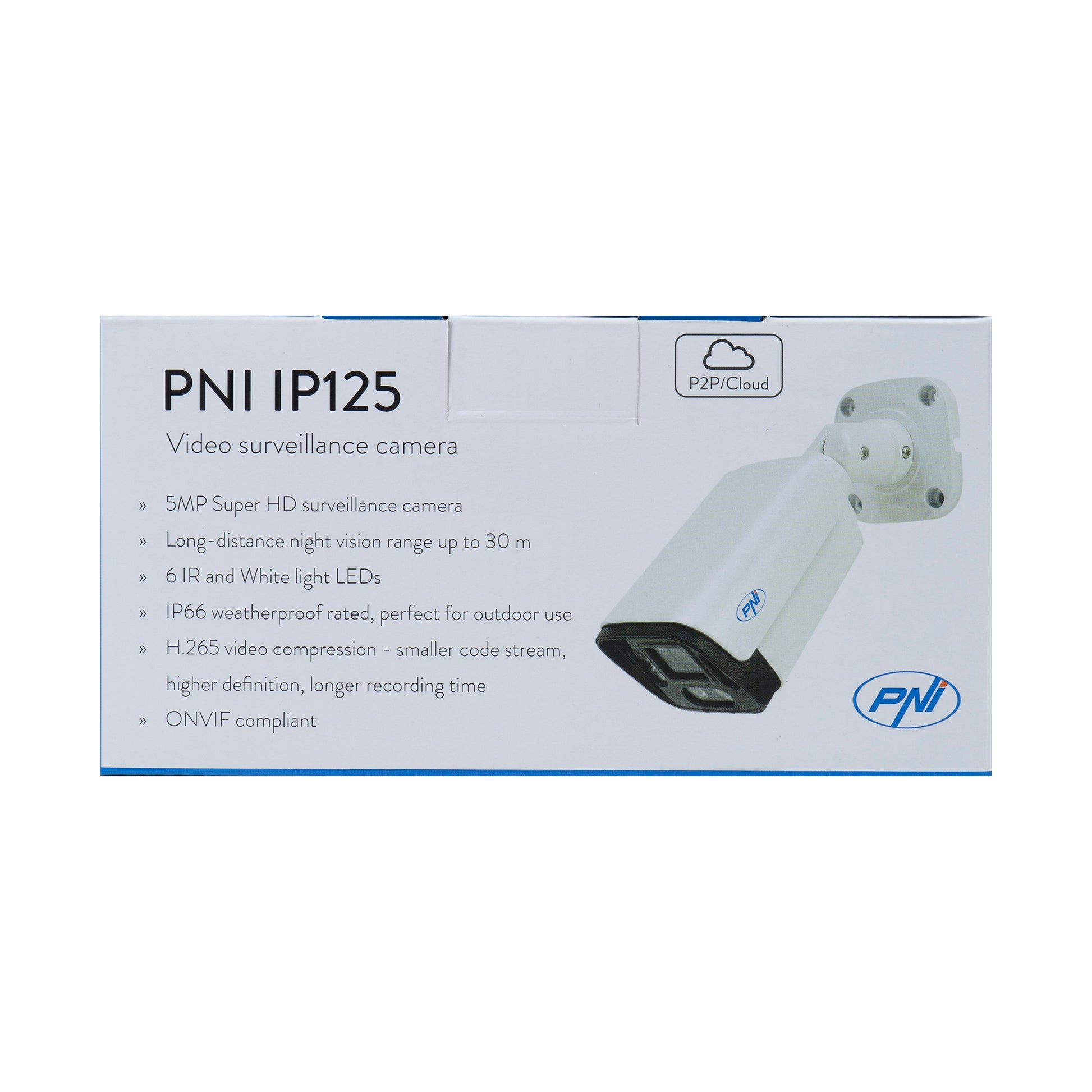 Camera supraveghere video PNI IP125 cu IP, 5MP, H.265, ONVIF, de exterior si interior IP66, detectie umana, detectie miscare