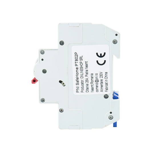 Siguranta automata inteligenta PNI SafeHome PT802P WiFi, 2P, 100A, comanda prin internet, aplicatie de mobil Tuya Smart, integrare in scenarii si automatizari smart cu alte produse compatibile Tuya, Alexa si Google Assistant siguranta monofazata 230V