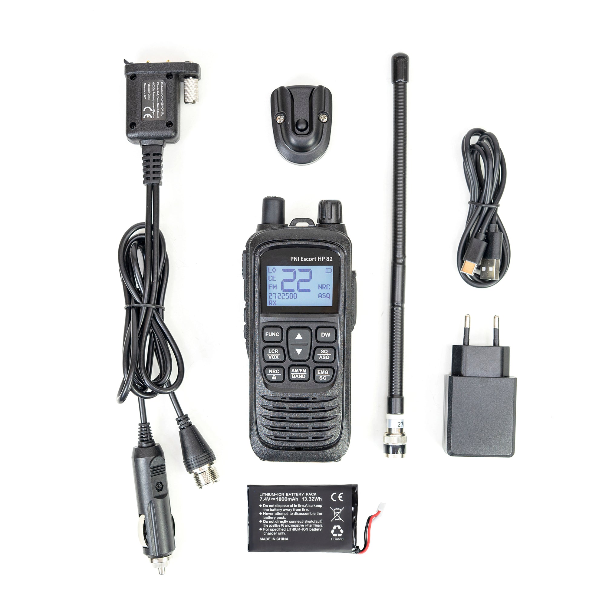 Statie radio CB portabila PNI Escort HP 82, multi standard, 4W, 12V, AM-FM, NRC, Dual Watch, Roger Beep, ASQ SQ reglabil, VOX