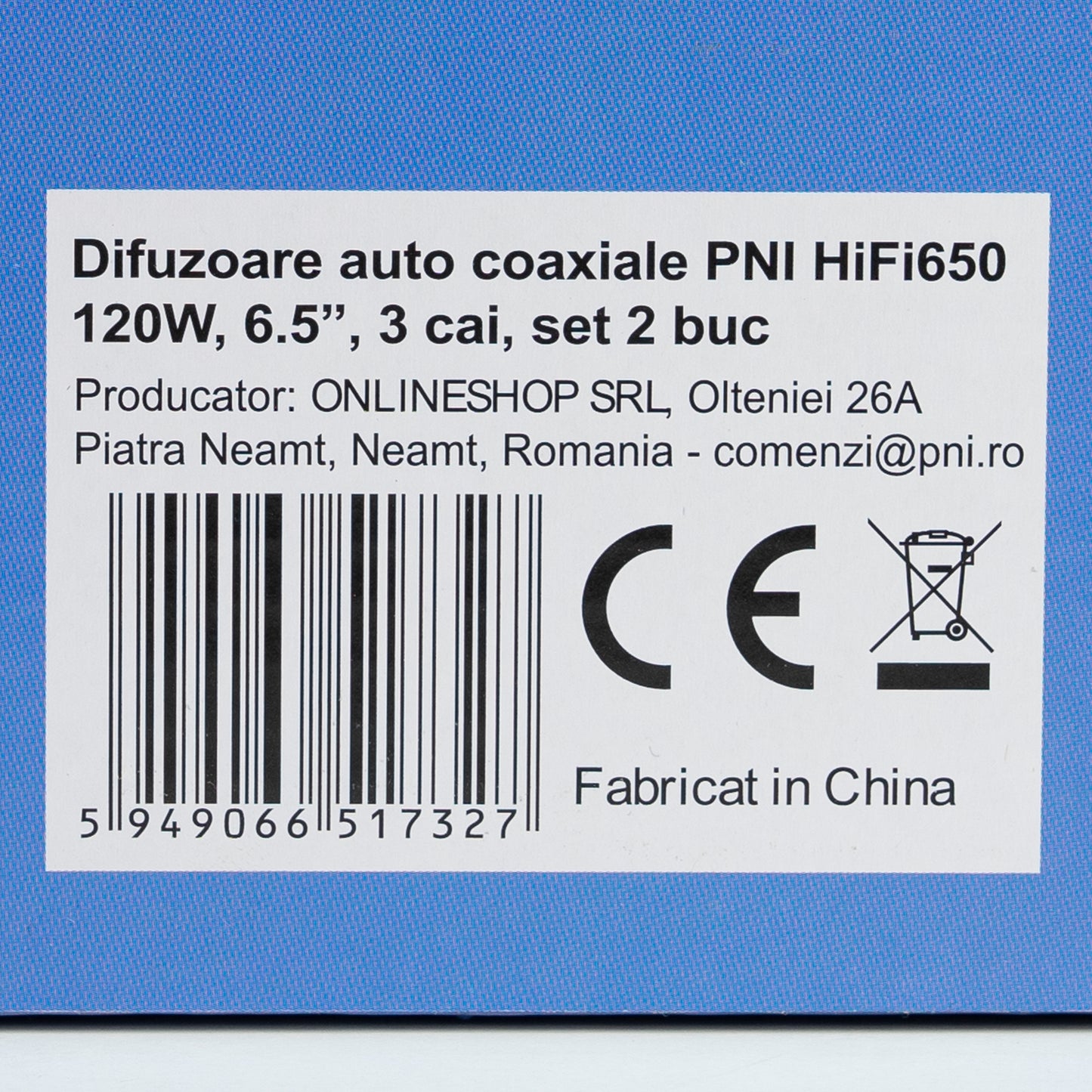 Difuzoare auto coaxiale PNI HiFi650, 120W, 16.5 cm, 3 cai, grila inclusa set 2 buc