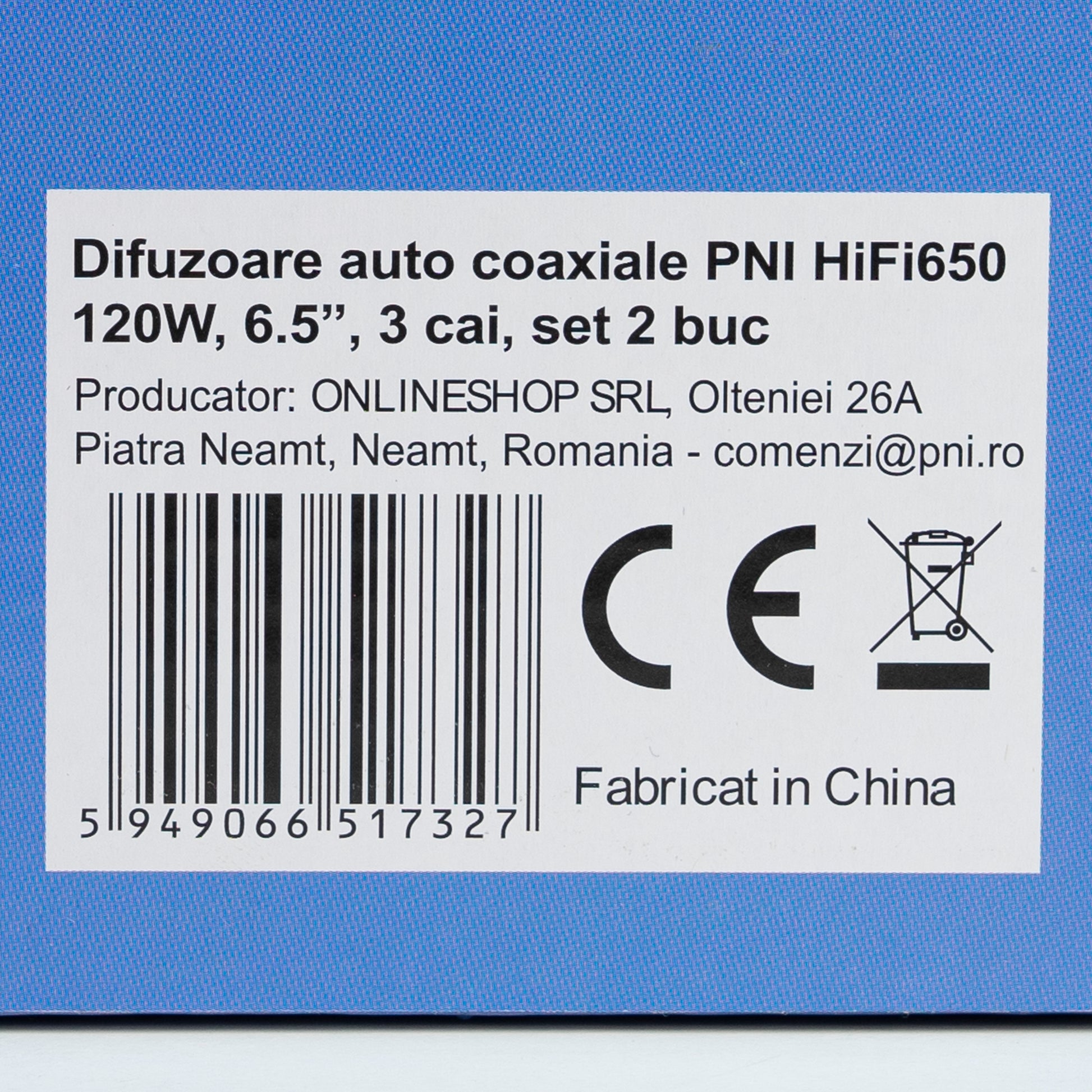 Difuzoare auto coaxiale PNI HiFi650, 120W, 16.5 cm, 3 cai, grila inclusa set 2 buc