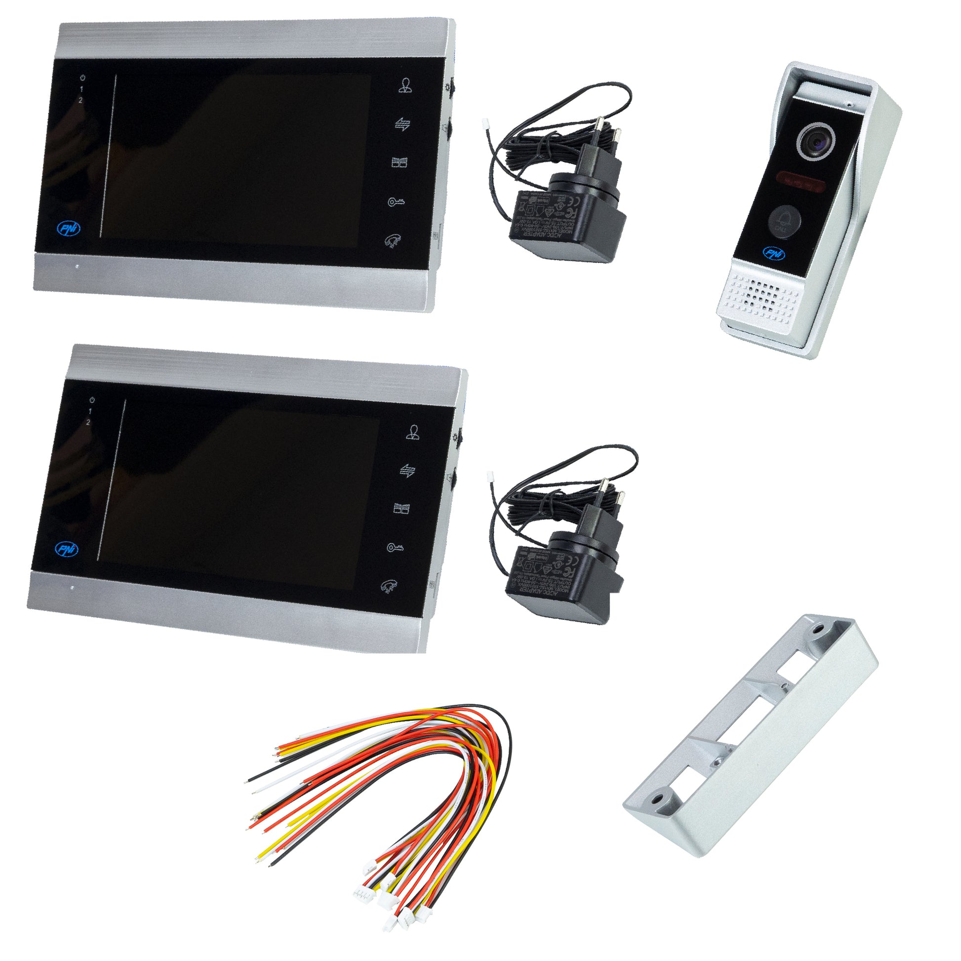 Interfon video inteligent PNI SafeHome PT720MW cu 2 monitoare, WiFi, HD, P2P, monitor interior, aplicatie dedicata Tuya Smart, IP65