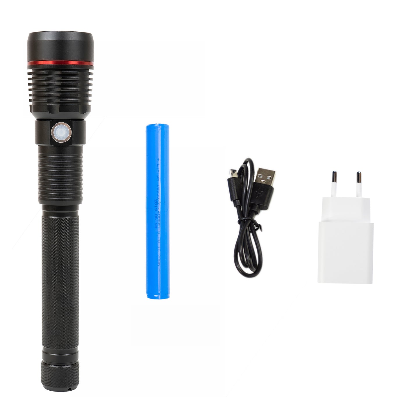 Lanterna PNI Adventure F450 din aluminiu, cu functie focus, BOOST, LED 20 W, 1500 lm pana la 450 m, 4400 mAh, IPX5, cu alimentator PNI CHG300 inclus