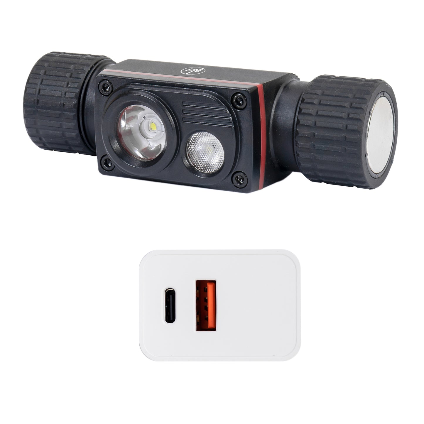 Lanterna frontala PNI Adventure F80 Dual LED, 1000 lm, 6W, 2200 mAh, IP68, cu alimentator PNI CHG300 inclus