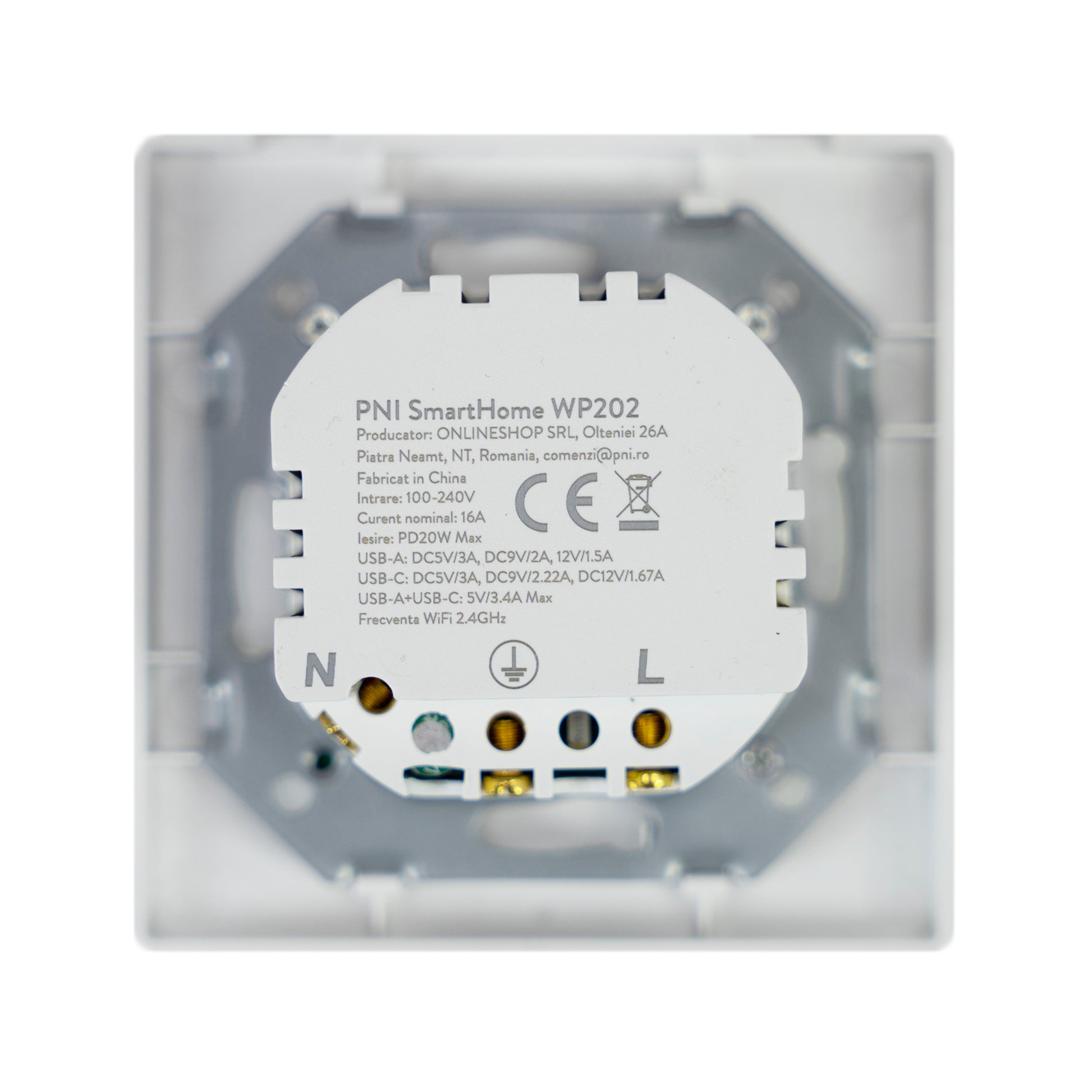 Priza inteligenta PNI SmartHome WP202 WiFi, montaj ingropat, control prin internet, aplicatie dedicata Tuya Smart, compatibila Amazon Alexa si Google Home