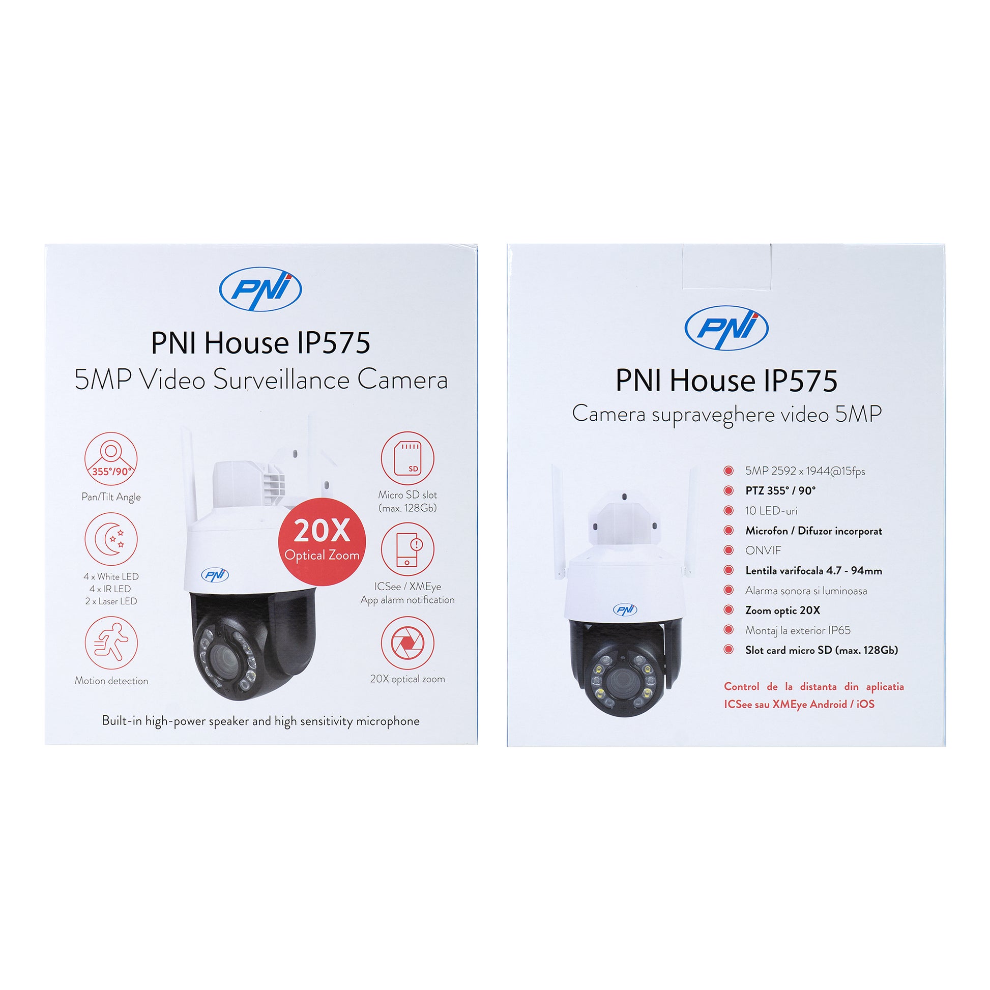 Camera supraveghere video PNI House IP575 5MP WiFi cu IP, zoom optic 20x, lentila varifocala