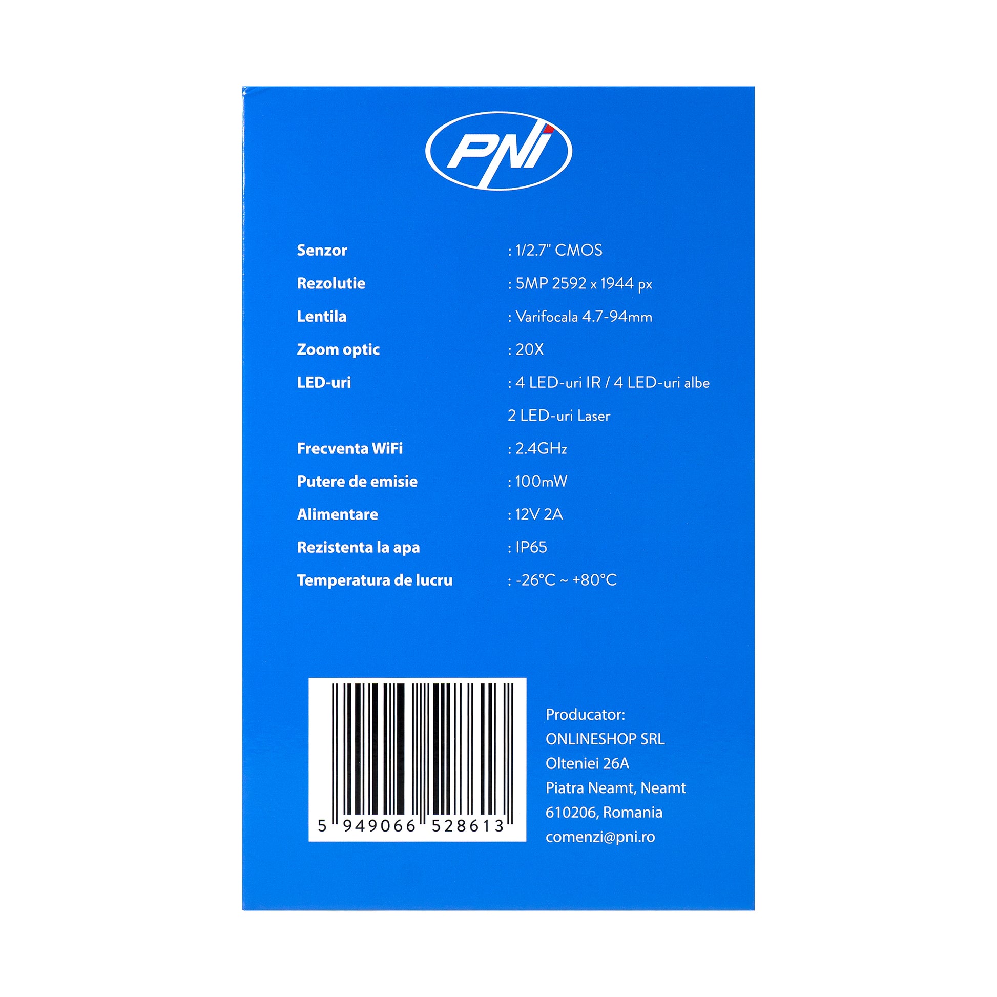 Camera supraveghere video PNI House IP575 5MP WiFi cu IP, zoom optic 20x, lentila varifocala