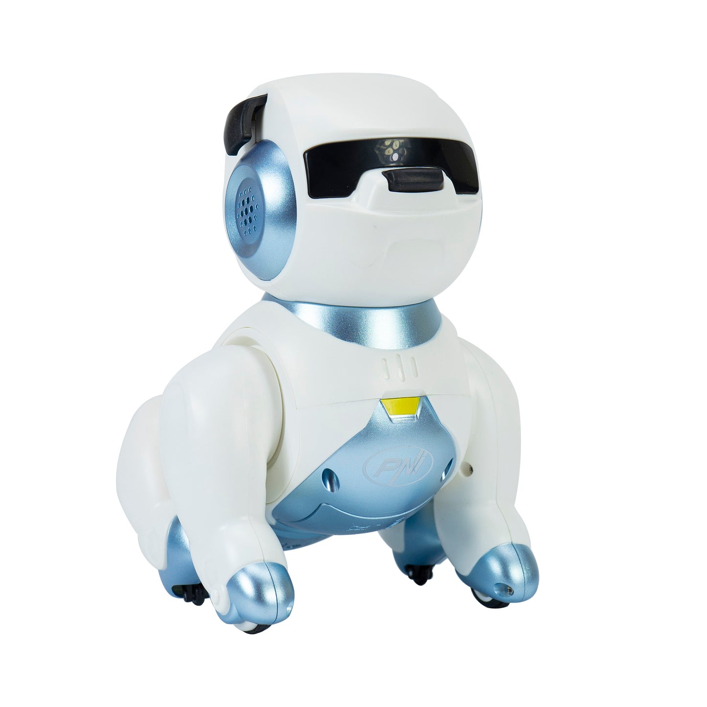 Robot inteligent interactiv PNI Robo Dog, control vocal, butoane tactile, alb-albastru, acumulator inclus 3.7V 350mAh