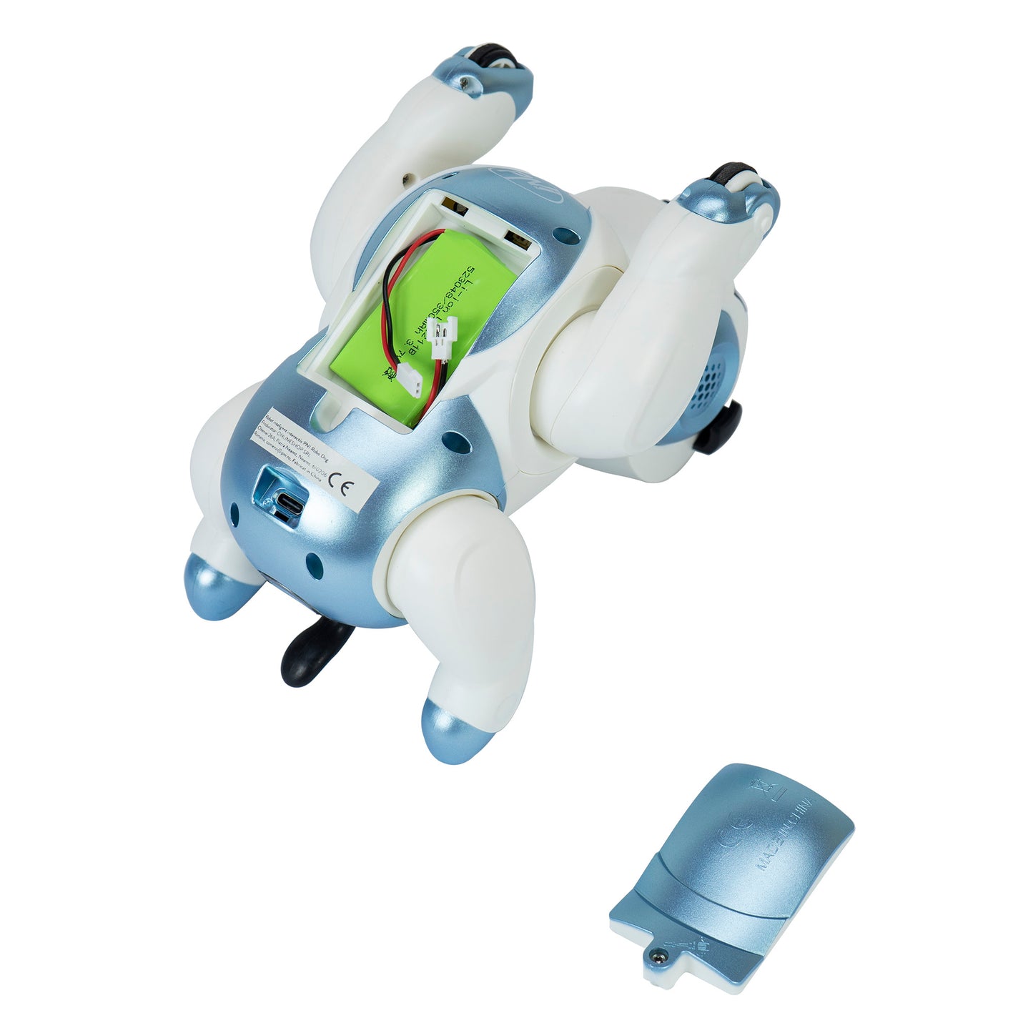 Robot inteligent interactiv PNI Robo Dog, control vocal, butoane tactile, alb-albastru, acumulator inclus 3.7V 350mAh