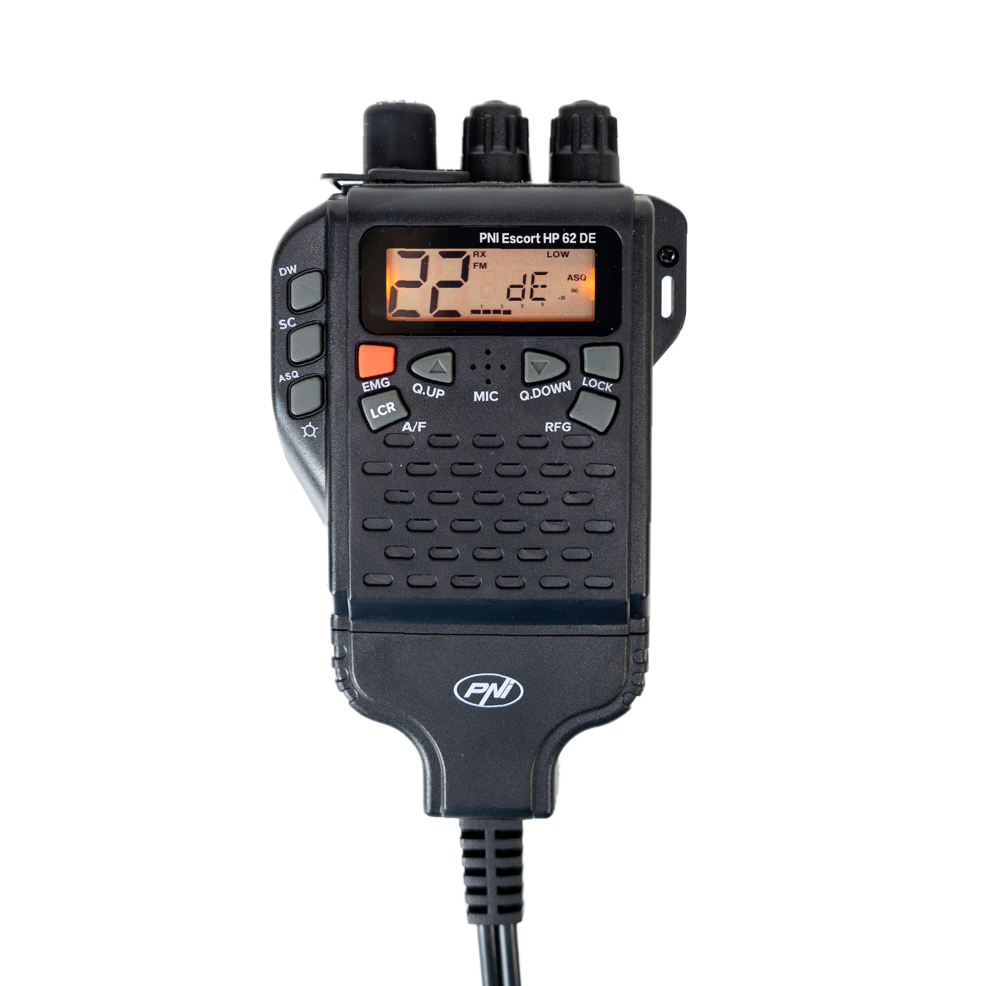 Statie radio CB portabila PNI Escort HP 62DE German version, multi standard, 4W, 12V, AM-FM, ASQ reglabil pe 5 niveluri, RF Gain pe 9 niveluri, Dual Watch, Scan, Lock