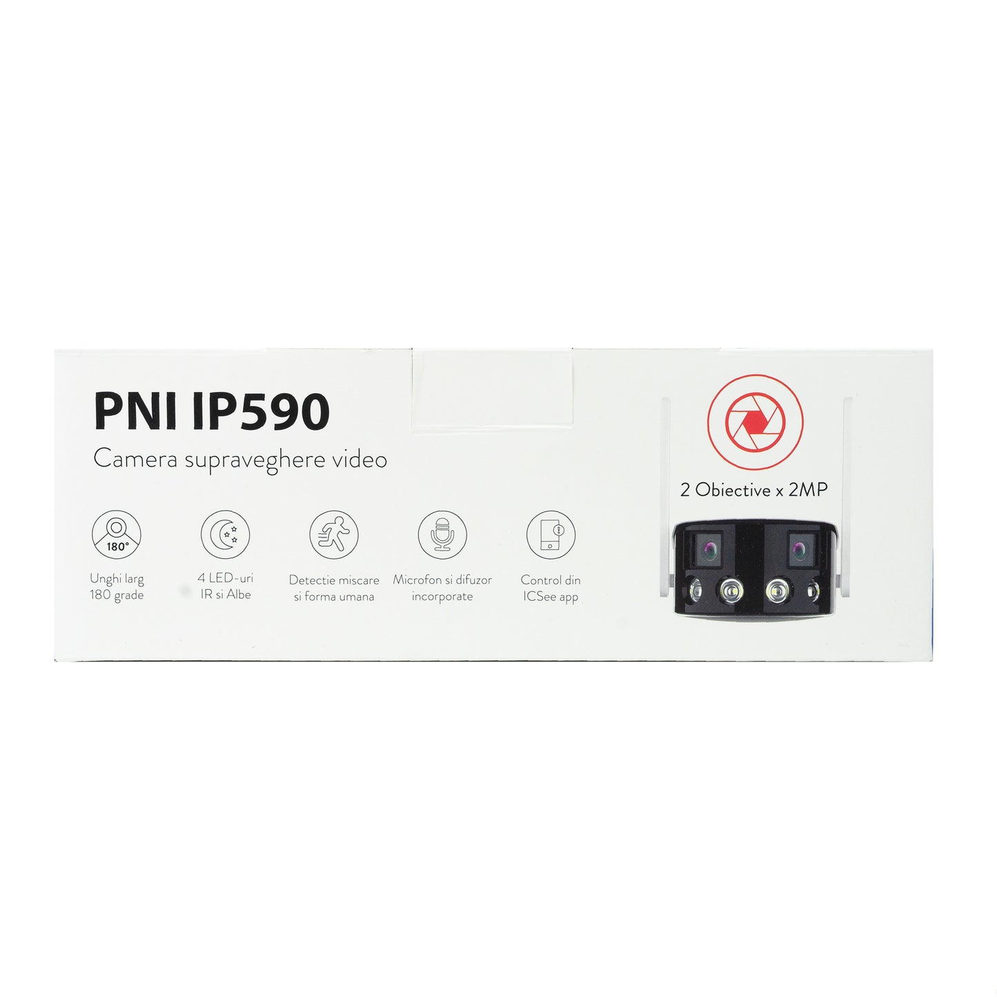 Camera supraveghere video PNI IP590, wireless, cu IP, Dual lens, 2 x 2MP, 180 grade, slot card micro SD