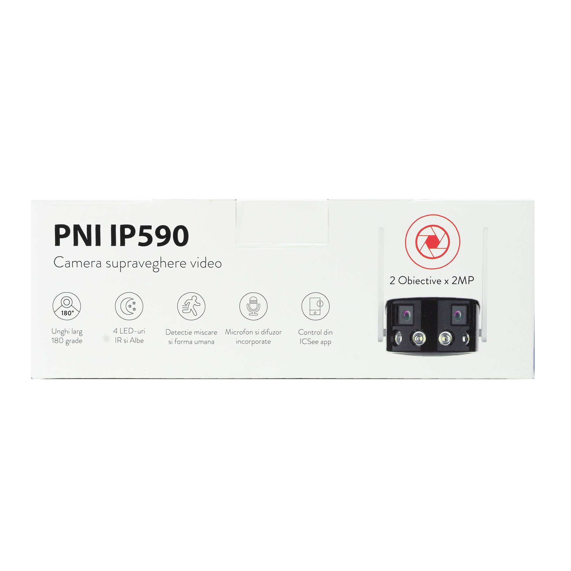 Camera supraveghere video PNI IP590, wireless, cu IP, Dual lens, 2 x 2MP, 180 grade, slot card micro SD