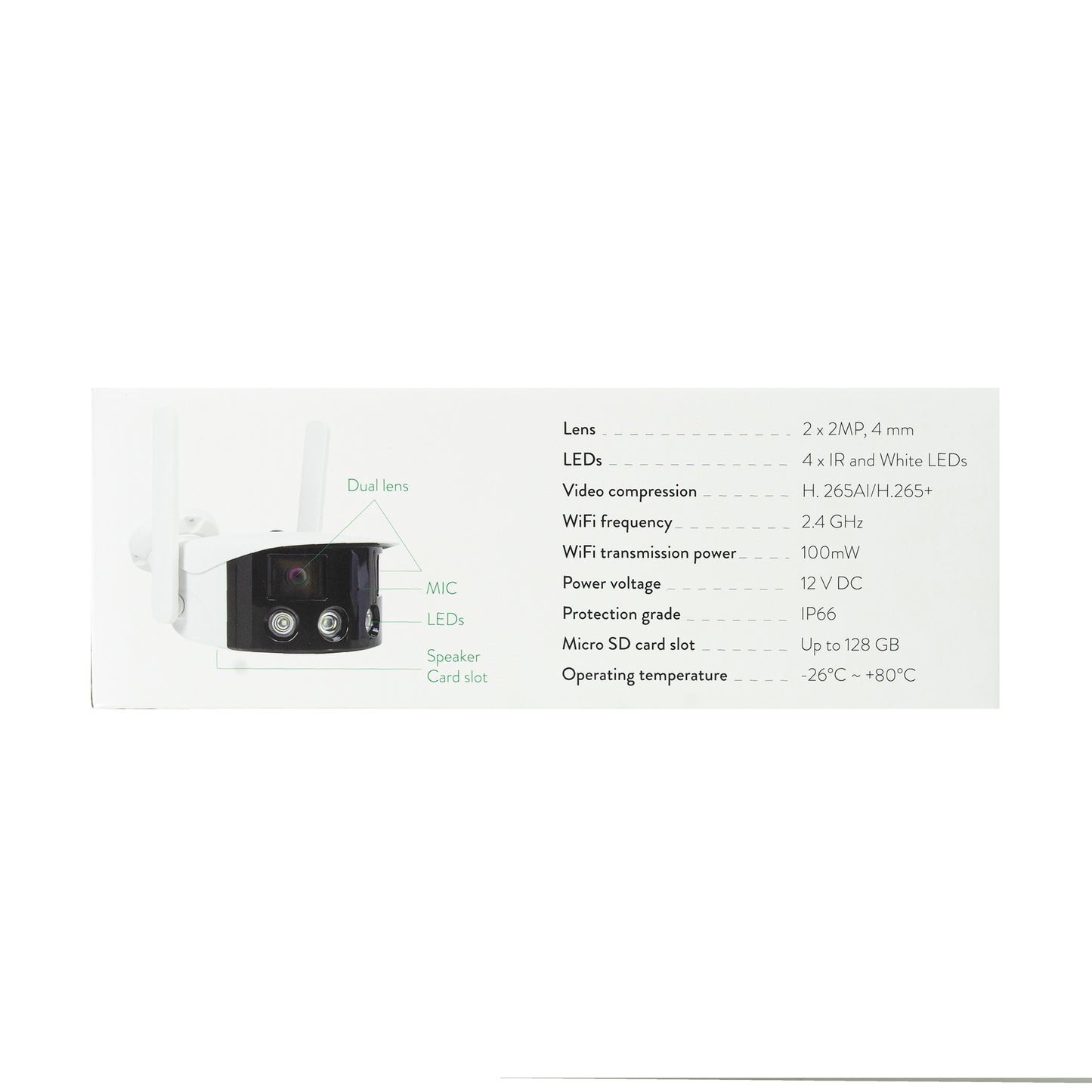 Camera supraveghere video PNI IP590, wireless, cu IP, Dual lens, 2 x 2MP, 180 grade, slot card micro SD