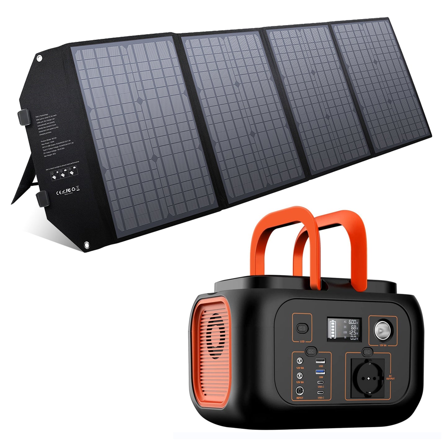 Power station PNI GreenHouse SP600 cu panou solar 100W portabil, Acumulator Litiu 600Wh, 230V, 600W iesire sinus pur, 2 x 12V, 2 x USB QC, 2 x USB Type C
