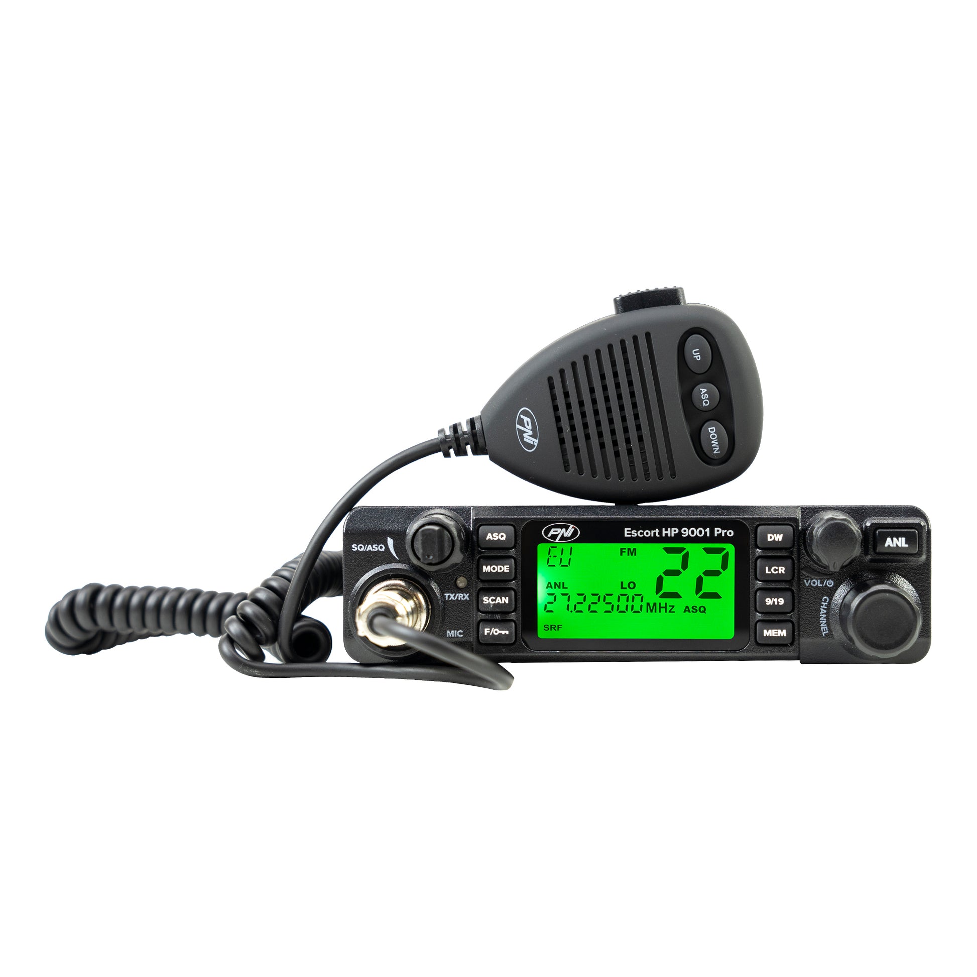 Statie radio CB PNI Escort HP 9001 PRO ASQ reglabil, AM-FM, 12V/24V, 4W, Scan, Dual Watch, ANL, ecran multicolor