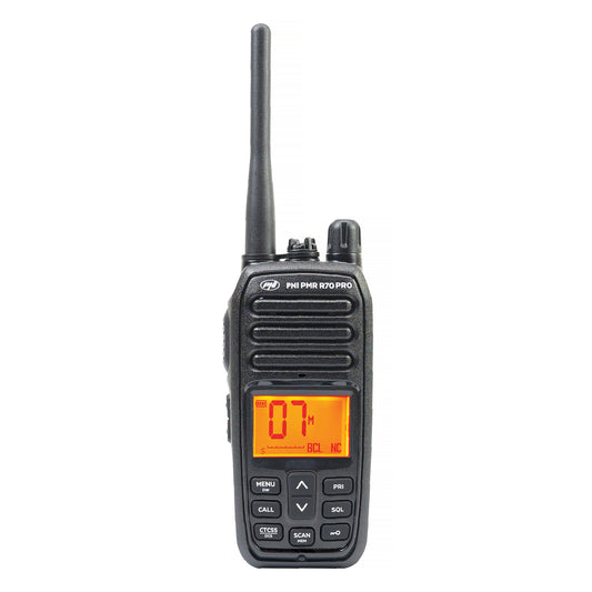 Statie radio portabila PNI PMR R70 PRO 446MHz, 16CH  0.5W, 99 canale programabile PC, tonuri 50 CTCSS si 166 DCS, IP67
