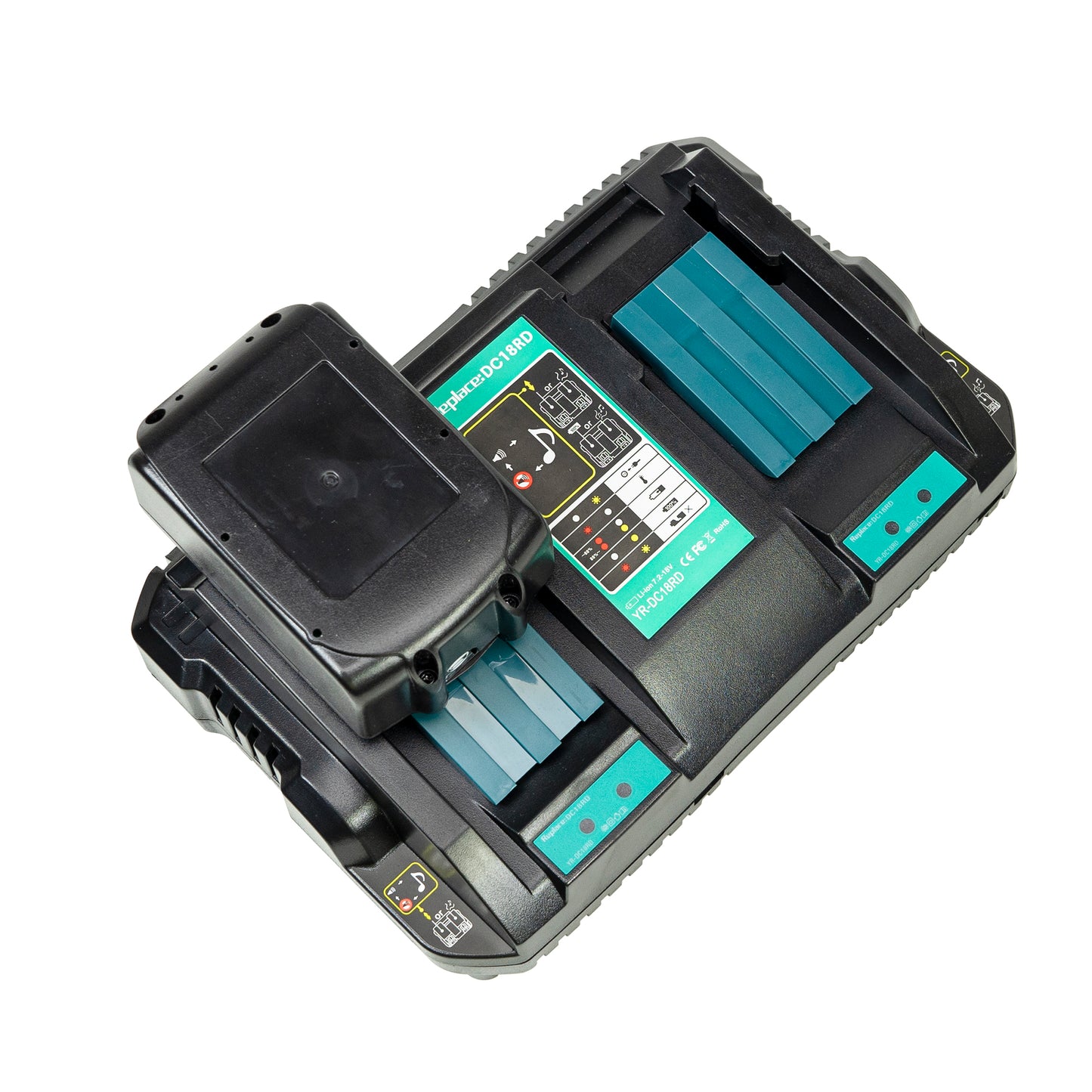 Kit incarcator dublu cu acumulatori PNI DCH218, cu doua porturi USB, include 2 acumulatori 18V 5Ah