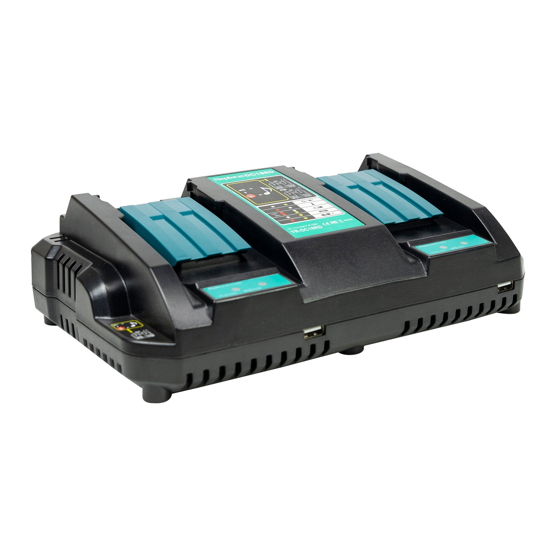 Kit incarcator dublu cu acumulatori PNI DCH218, cu doua porturi USB, include 2 acumulatori 18V 5Ah