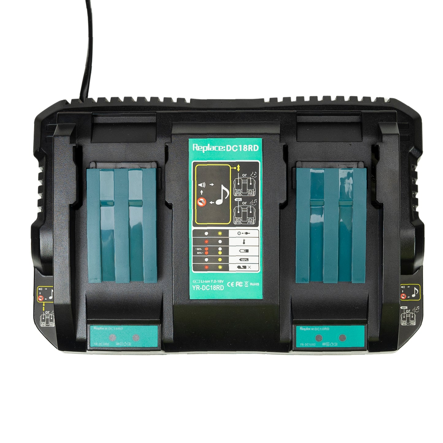 Kit incarcator dublu cu acumulatori PNI DCH218, cu doua porturi USB, include 2 acumulatori 18V 5Ah