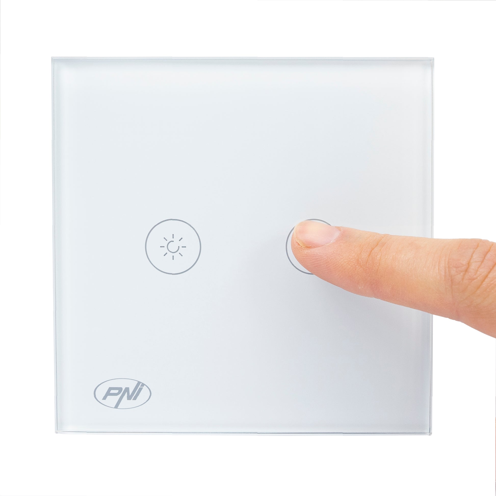 Intrerupator dublu cu touch si dimmer PNI SafeHome DIM202 2X700W,  Live Wire, fara nul, sticla