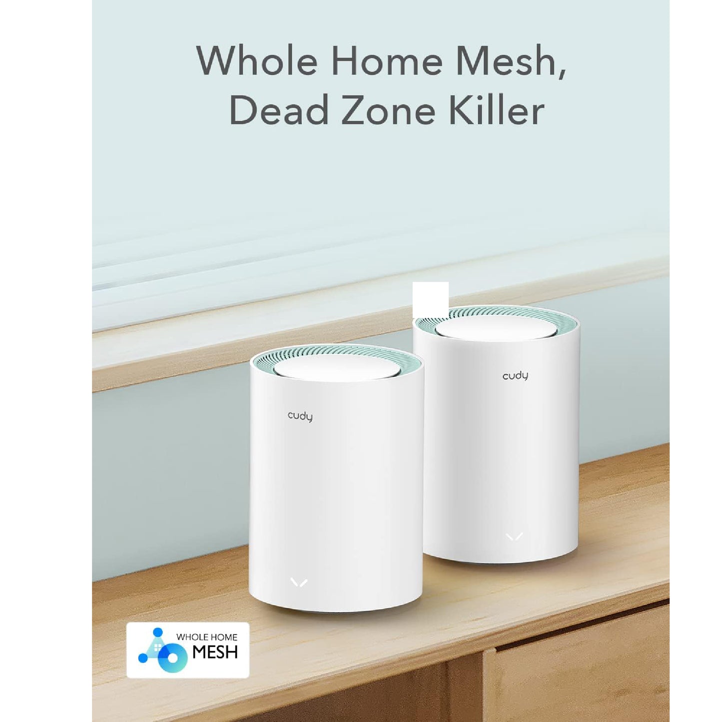 Sistem Mesh Wi-Fi PNI AC1200, M1300, Dual-band, LAN/WAN, Gigabit, acoperire completa pentru casa 2 buc router, alb