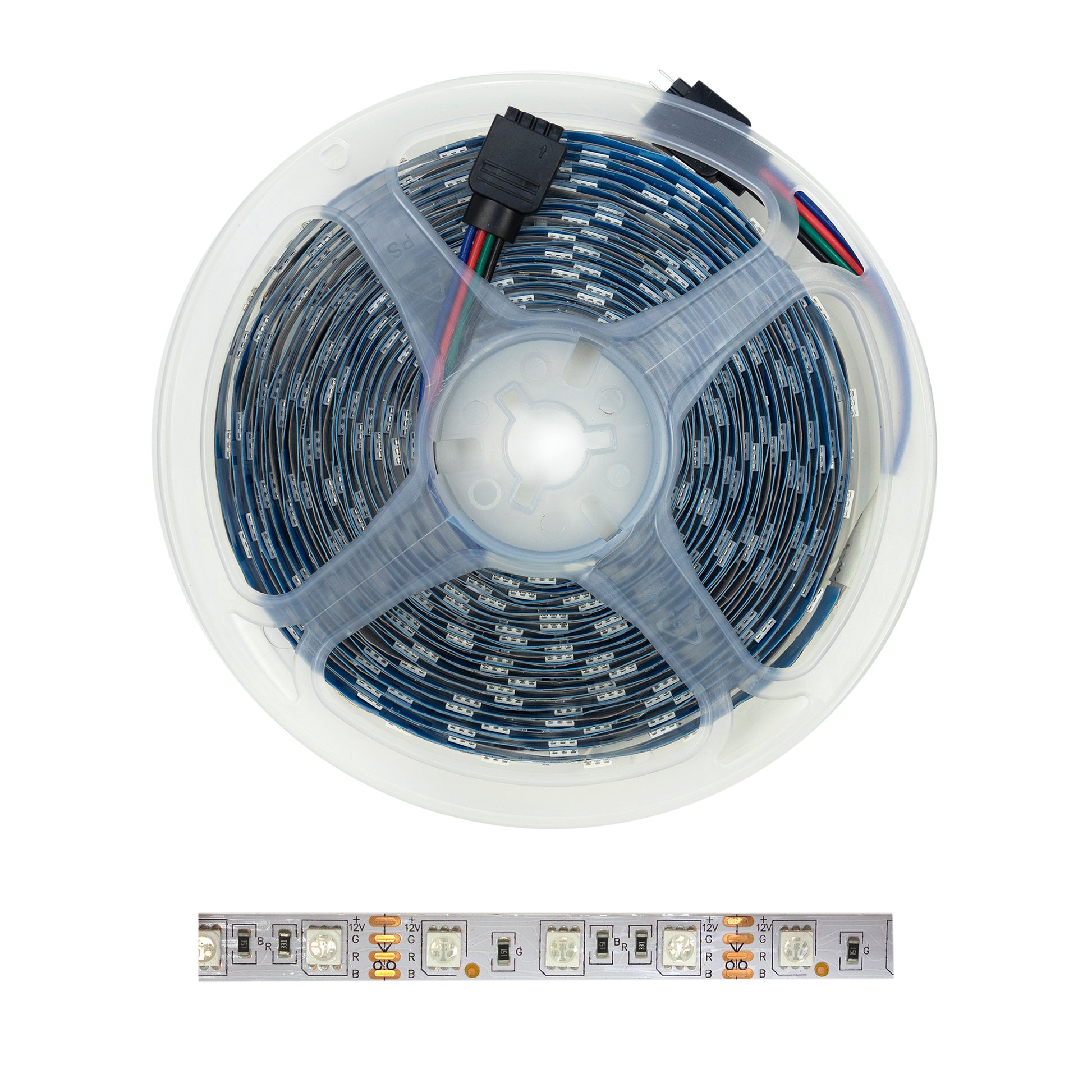 Banda LED PNI RGB5050, 5m, cu telecomanda, alimentator 230 V, dimabil, jocuri de lumini, 300 LED-uri tip 5050