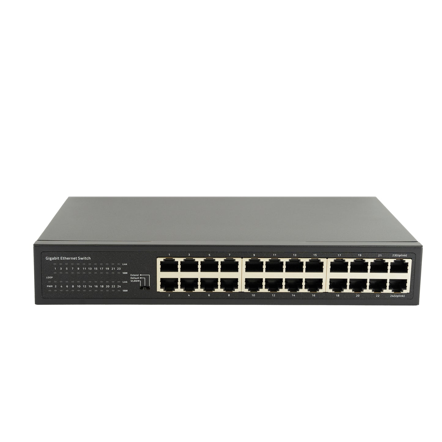 Switch PNI SW024 cu 24 porturi 10/100Mbps, suport VLAN, latime banda 48Gbps, carcasa metalica, negru