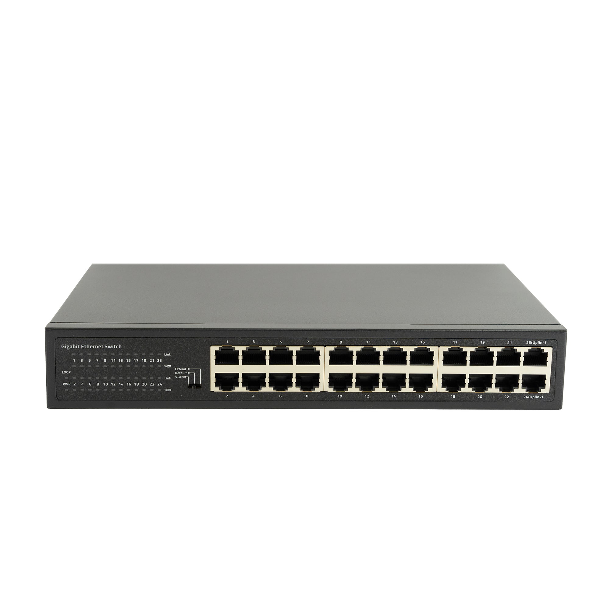 Switch PNI SW024 cu 24 porturi 10/100Mbps, suport VLAN, latime banda 48Gbps, carcasa metalica, negru