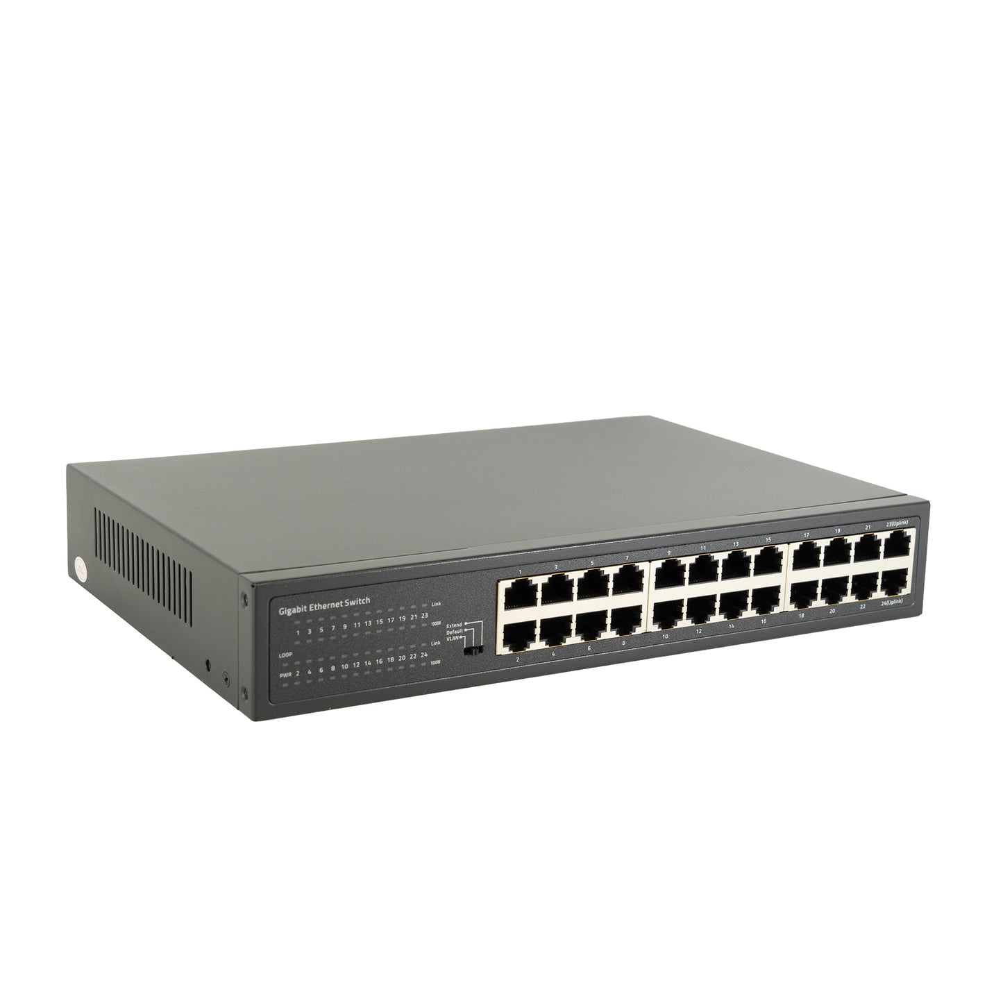 Switch PNI SW024 cu 24 porturi 10/100Mbps, suport VLAN, latime banda 48Gbps, carcasa metalica, negru