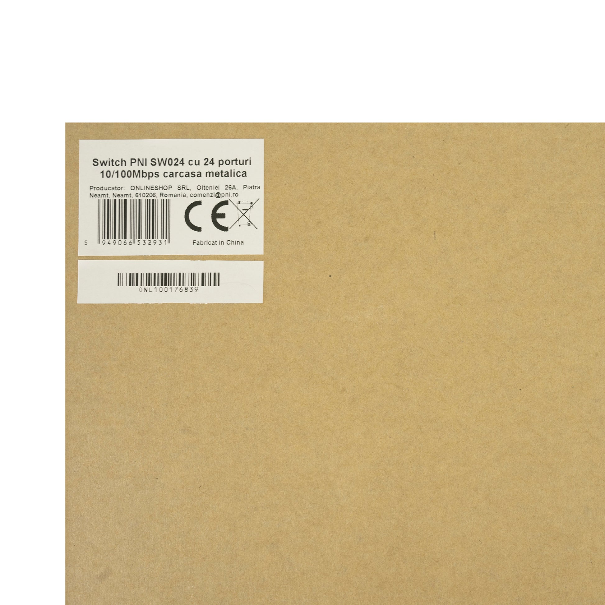 Switch PNI SW024 cu 24 porturi 10/100Mbps, suport VLAN, latime banda 48Gbps, carcasa metalica, negru