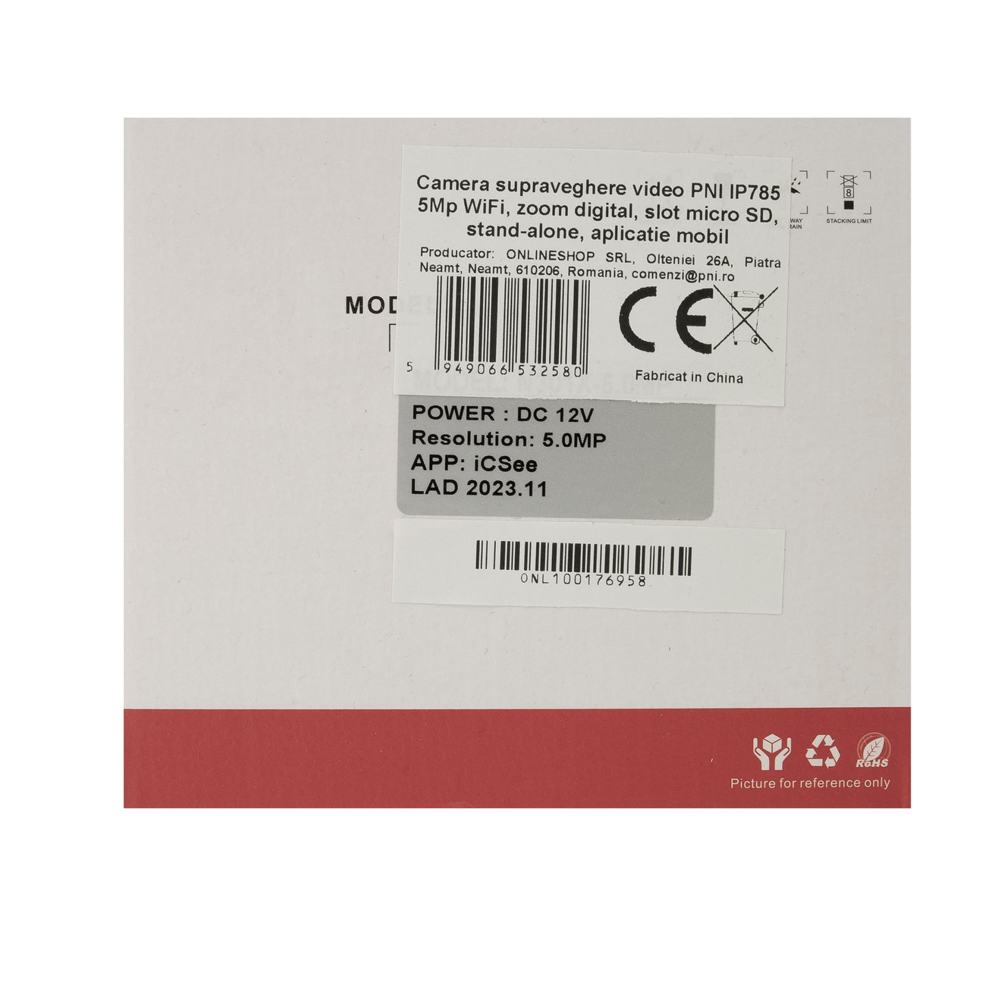 Camera supraveghere video PNI IP785 5Mp WiFi, zoom digital, slot micro SD, stand-alone, aplicatie mobil