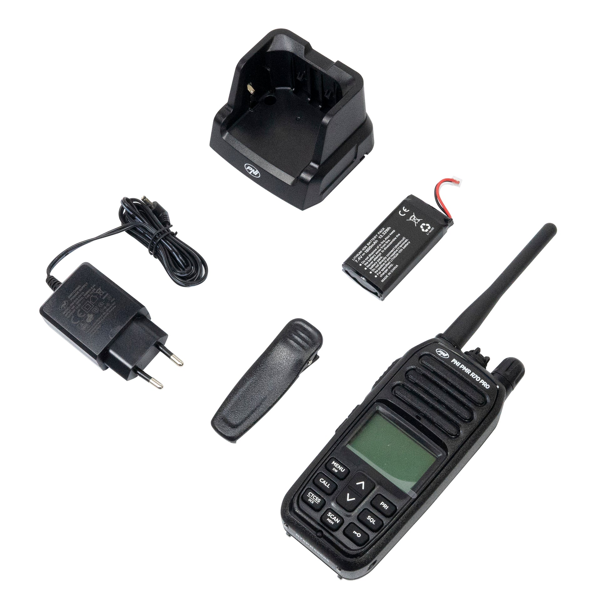 Statie radio portabila PNI PMR R70 PRO 446MHz, 16CH  0.5W, 99 canale programabile PC, tonuri 50 CTCSS si 166 DCS, IP67