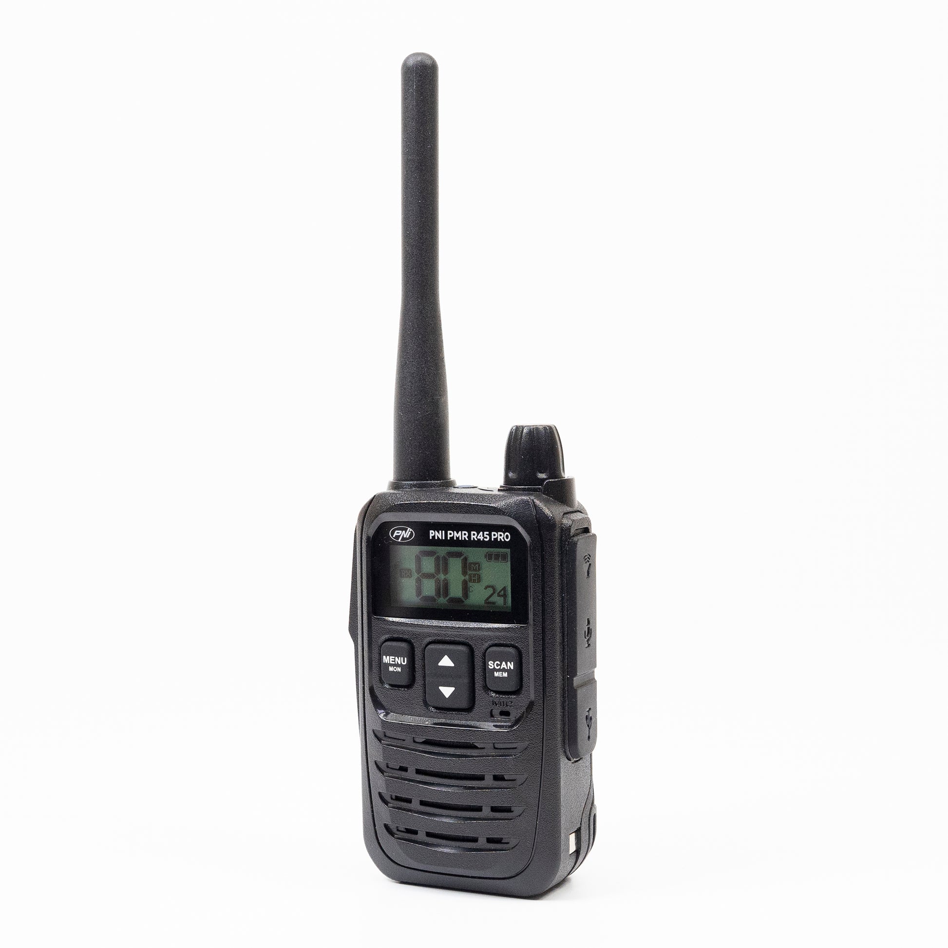 Statie radio portabila PNI PMR R45 PRO 446MHz,  0.5W, 99 canale programabile, 16 PMR si tonuri 38 CTCSS si 104 DCS, Squelch 5 niveluri, VOX, TOT, BCL, Scan, Roger Beep